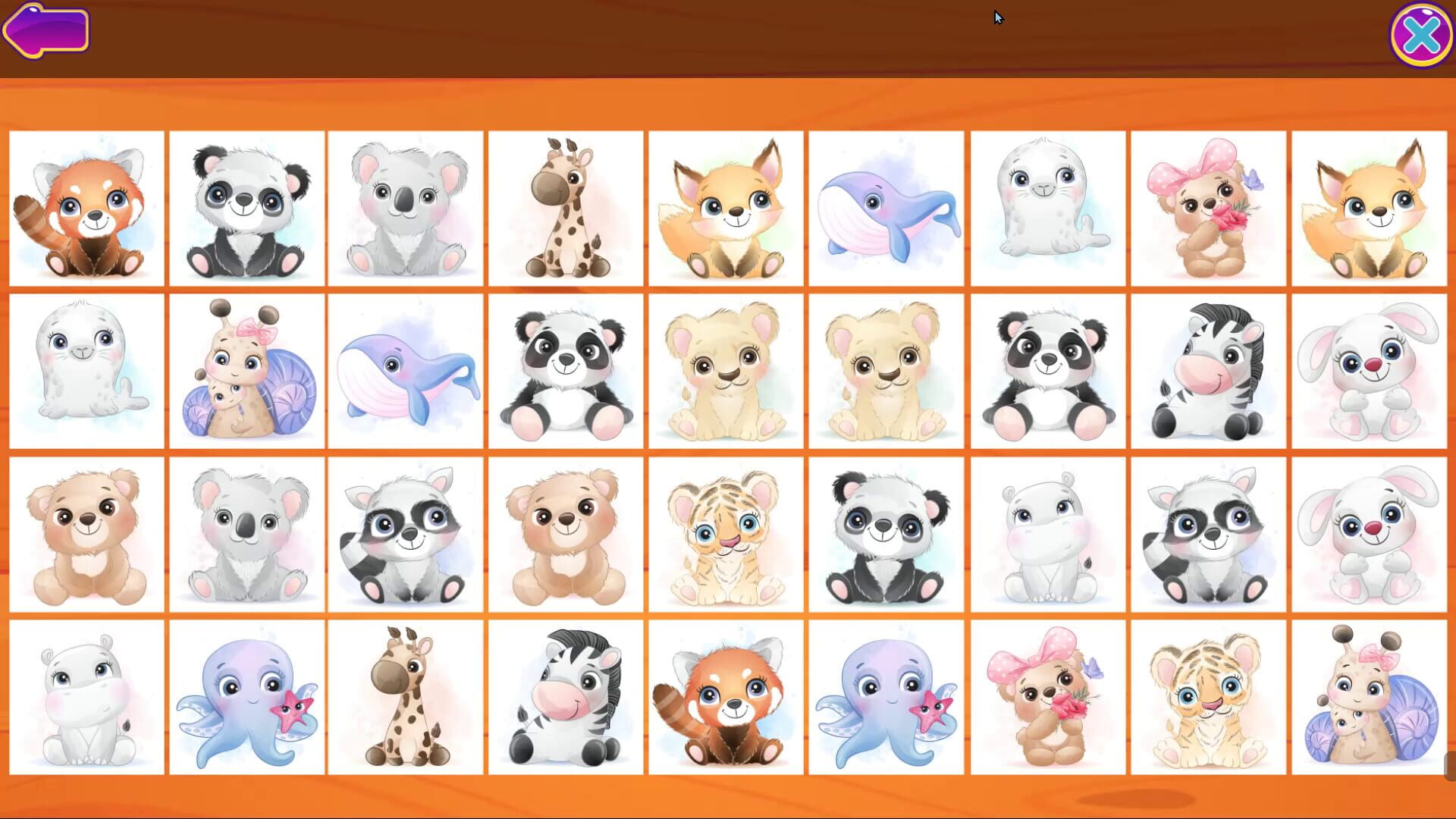 Cute Animals Memory Card Game - Screenshot
