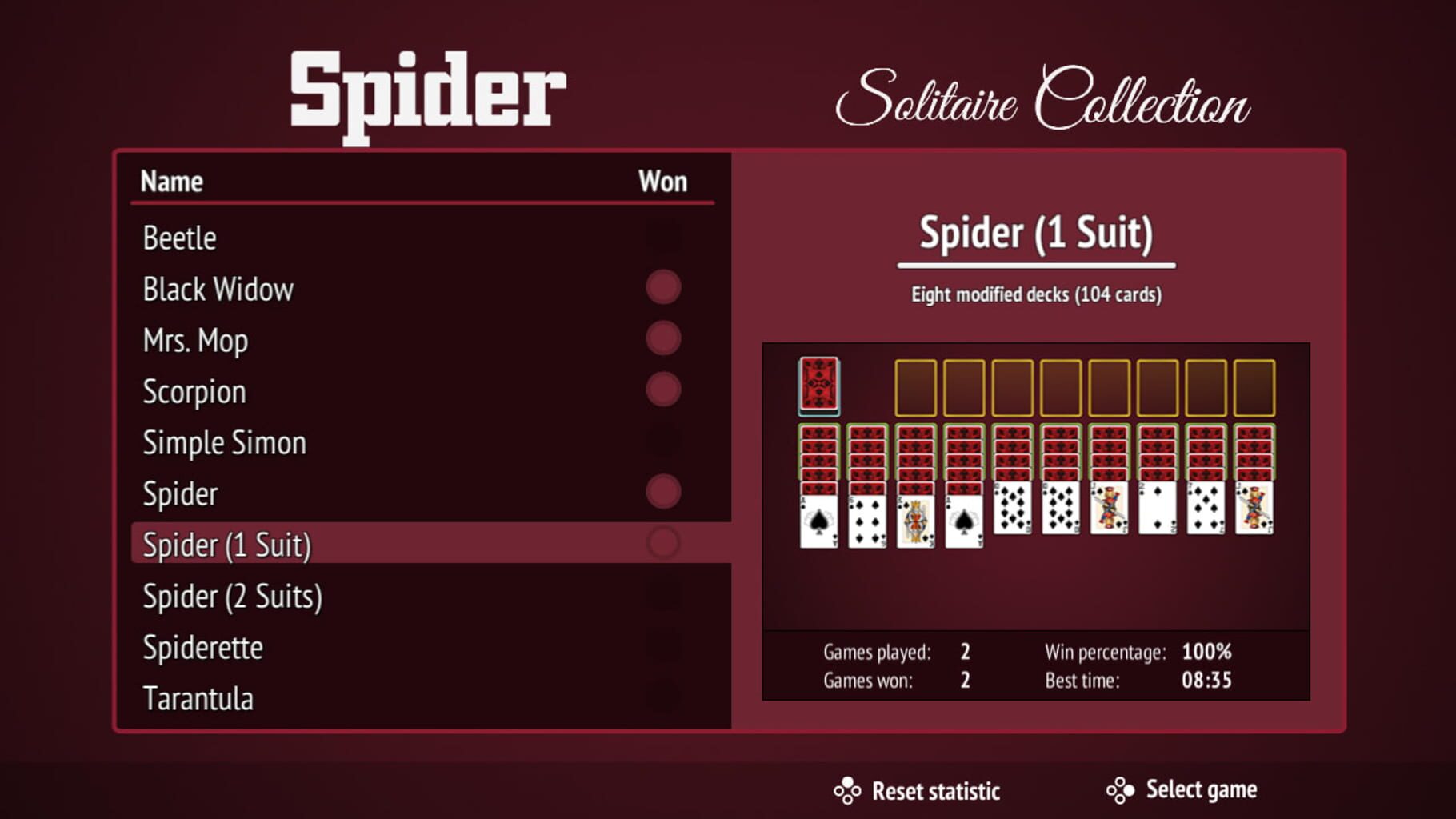 Spider Solitaire Collection screenshot