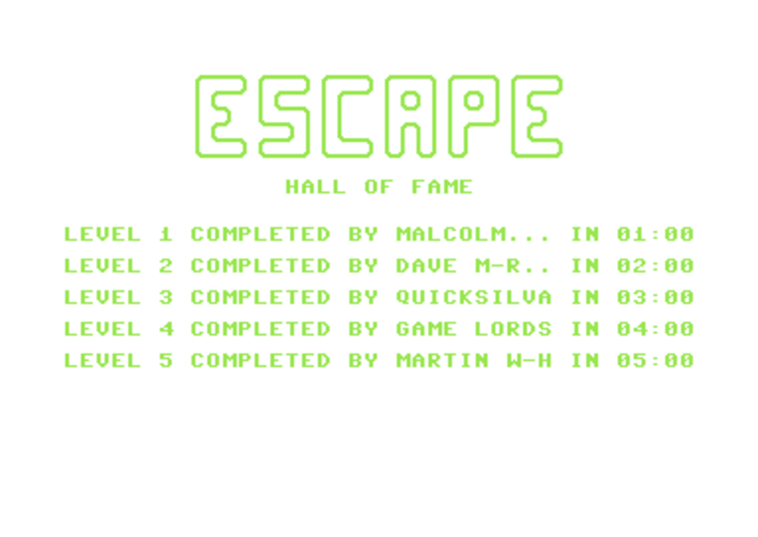 Escape screenshot