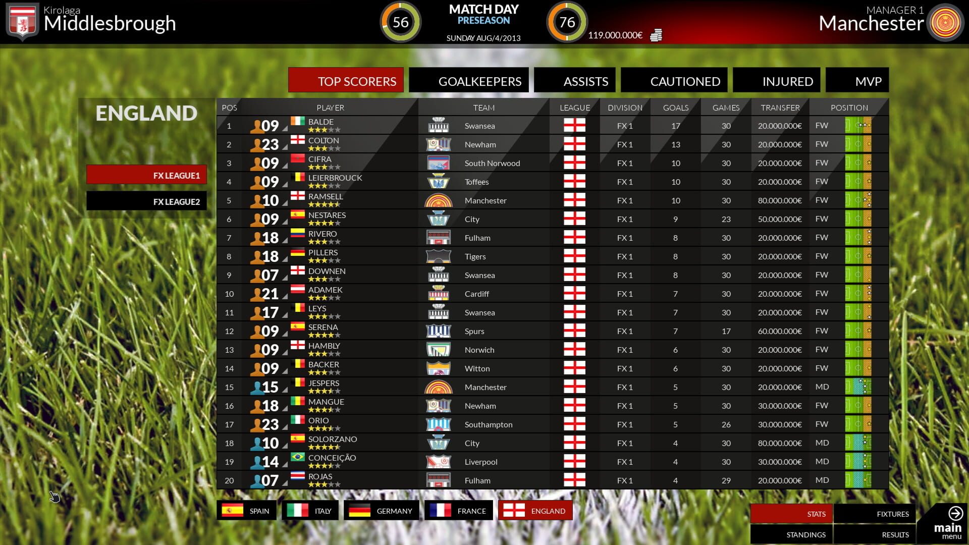 FX Football: The Manager for Every Football Fan - Screenshot