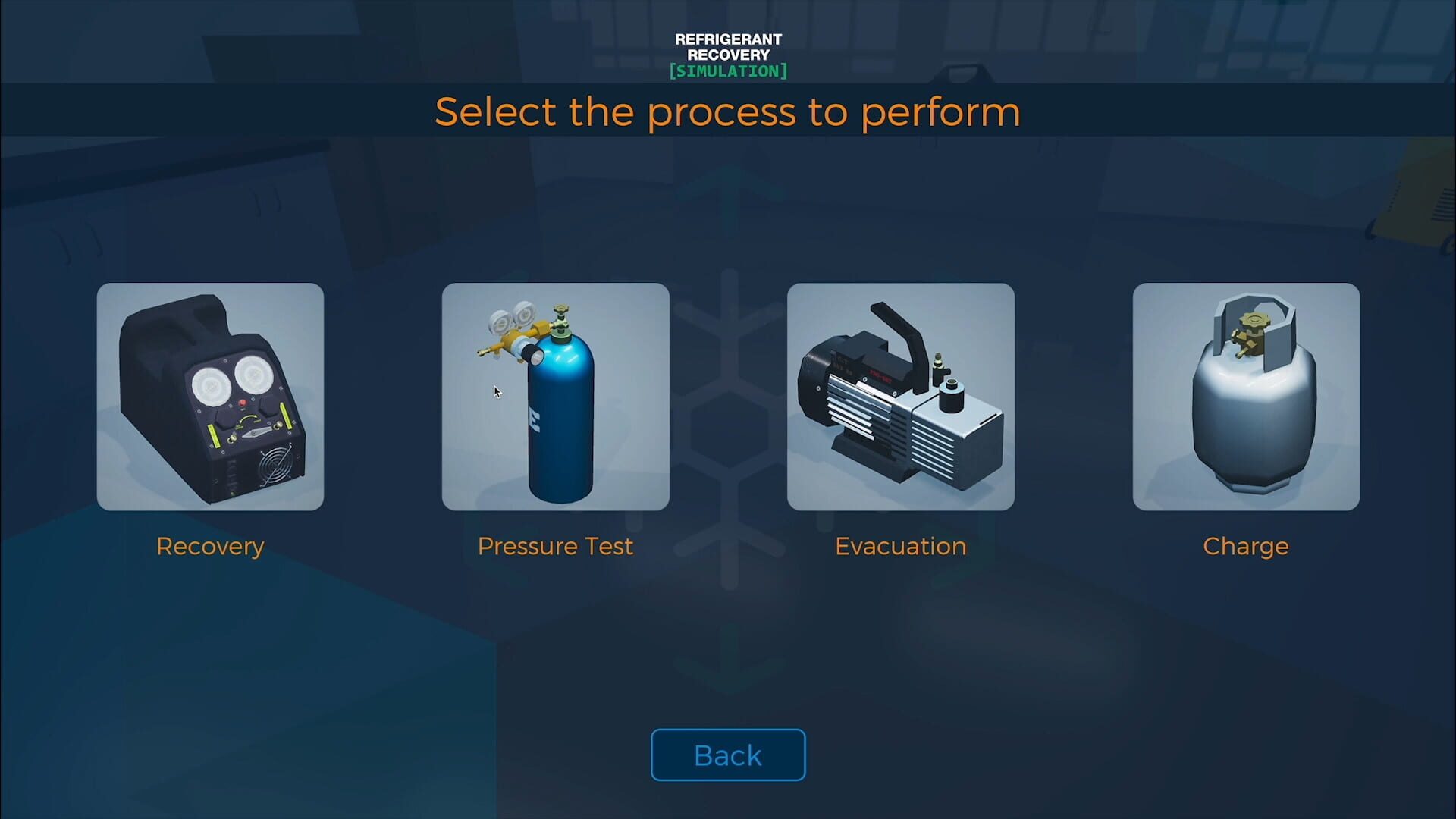 Refrigerant Recovery Simulation - Screenshot