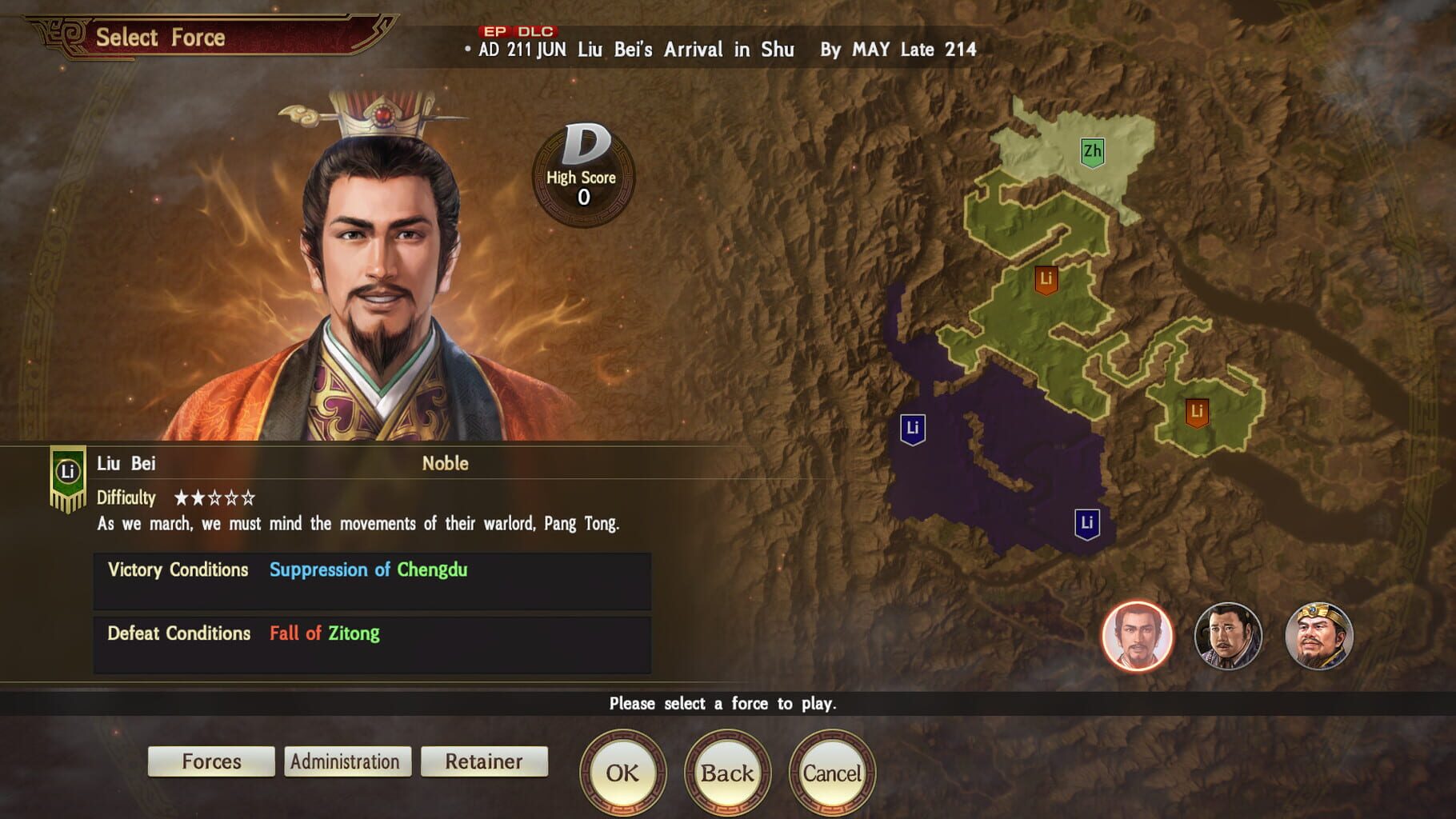 Captura de pantalla - Romance of the Three Kingdoms XIII EP: Scenario for War Chronicles Mode - 1st Wave: Liu Bei Enters Shu