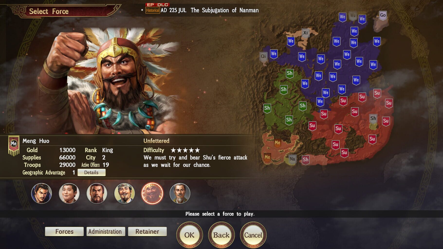 Romance of the Three Kingdoms XIII: Scenario - The Subjugation of Nanman & Event Set screenshot