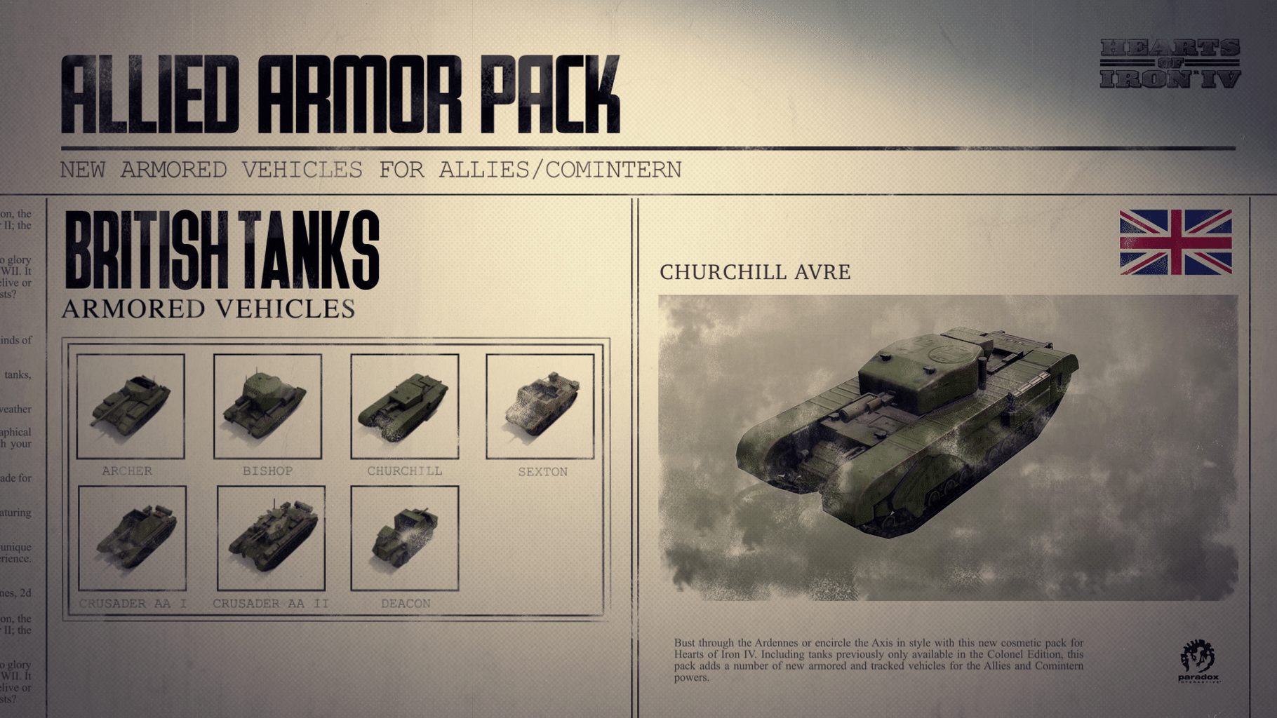 Hearts of Iron IV: Allied Armor Pack screenshot