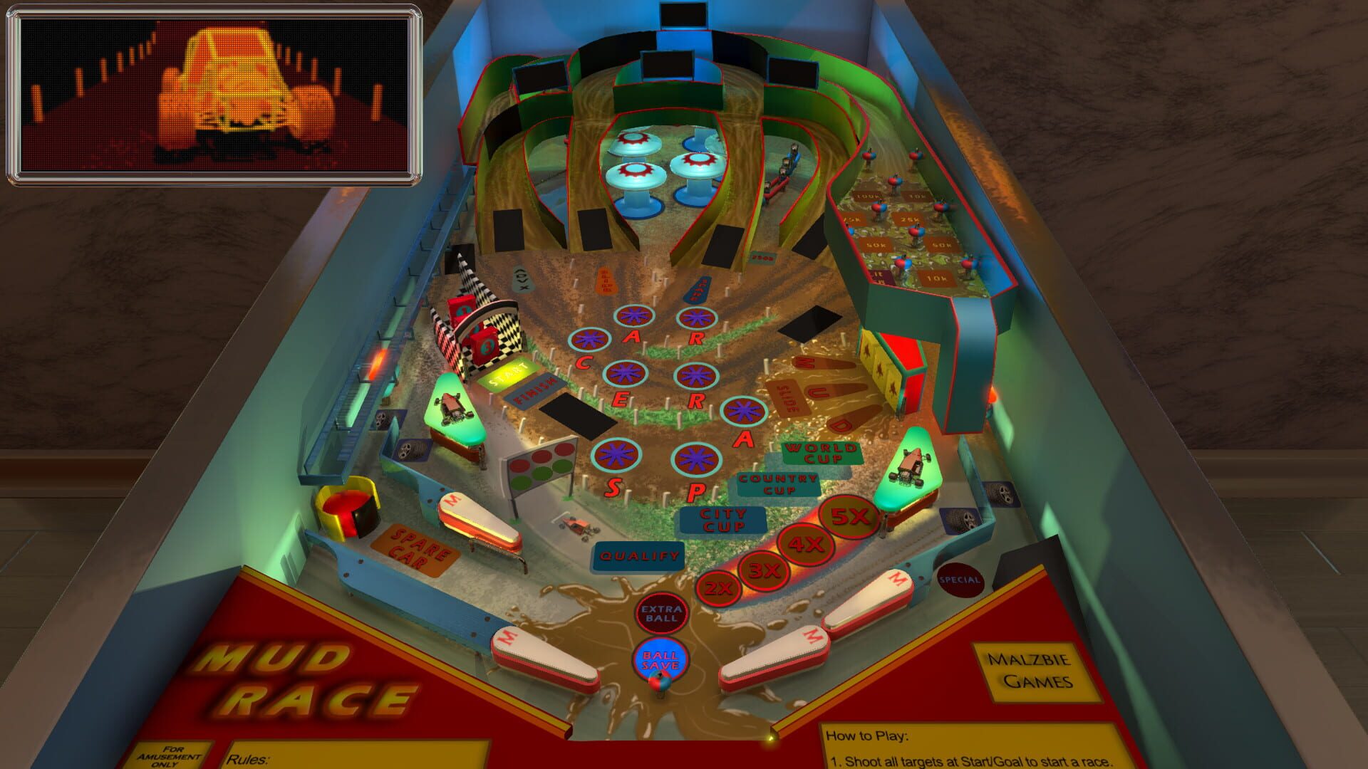 Malzbie's Pinball Collection: Mud Race Table - Screenshot