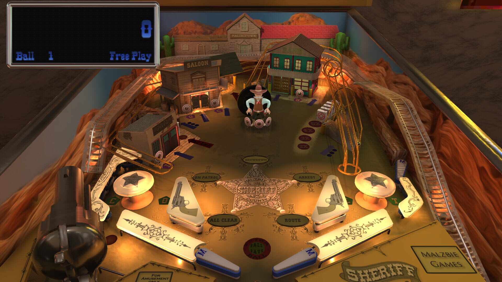 Malzbie's Pinball Collection: Sheriff Table - Screenshot