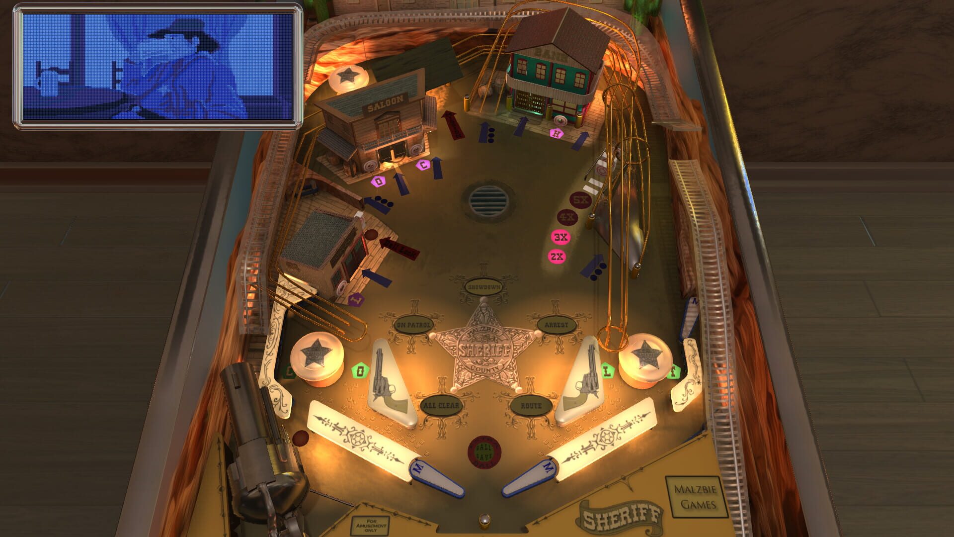Malzbie's Pinball Collection: Sheriff Table - Screenshot