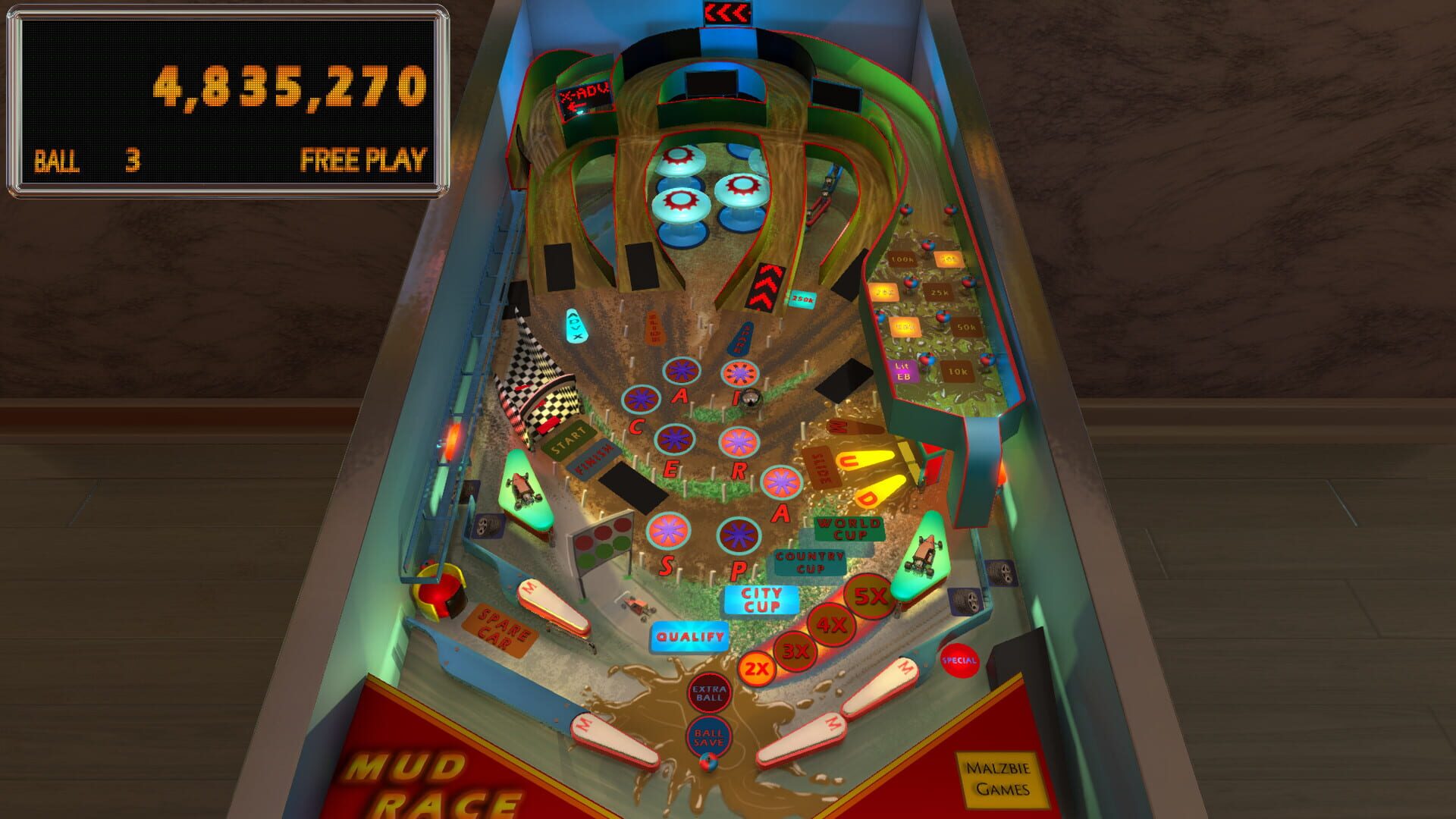Malzbie's Pinball Collection: Mud Race Table - Screenshot