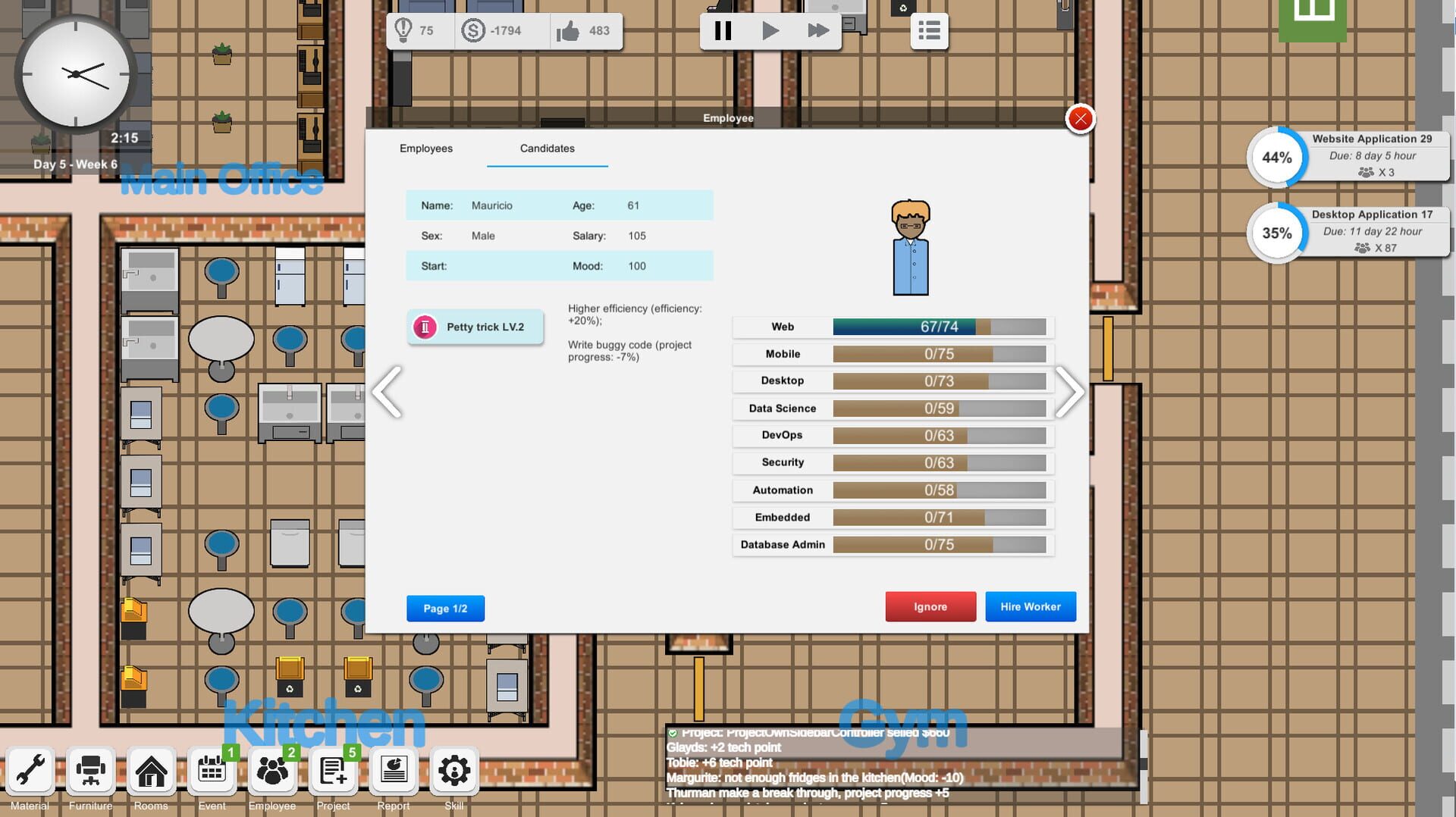 Outsourcing: IT company simulator - Screenshot