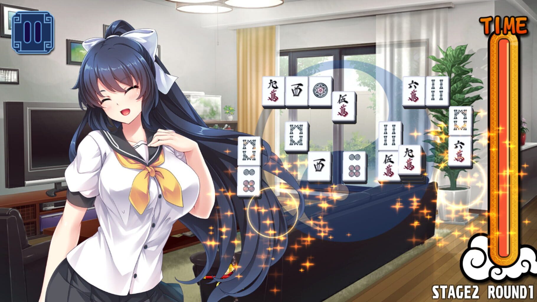 Pretty Girls Mahjong Solitaire: Blue screenshot