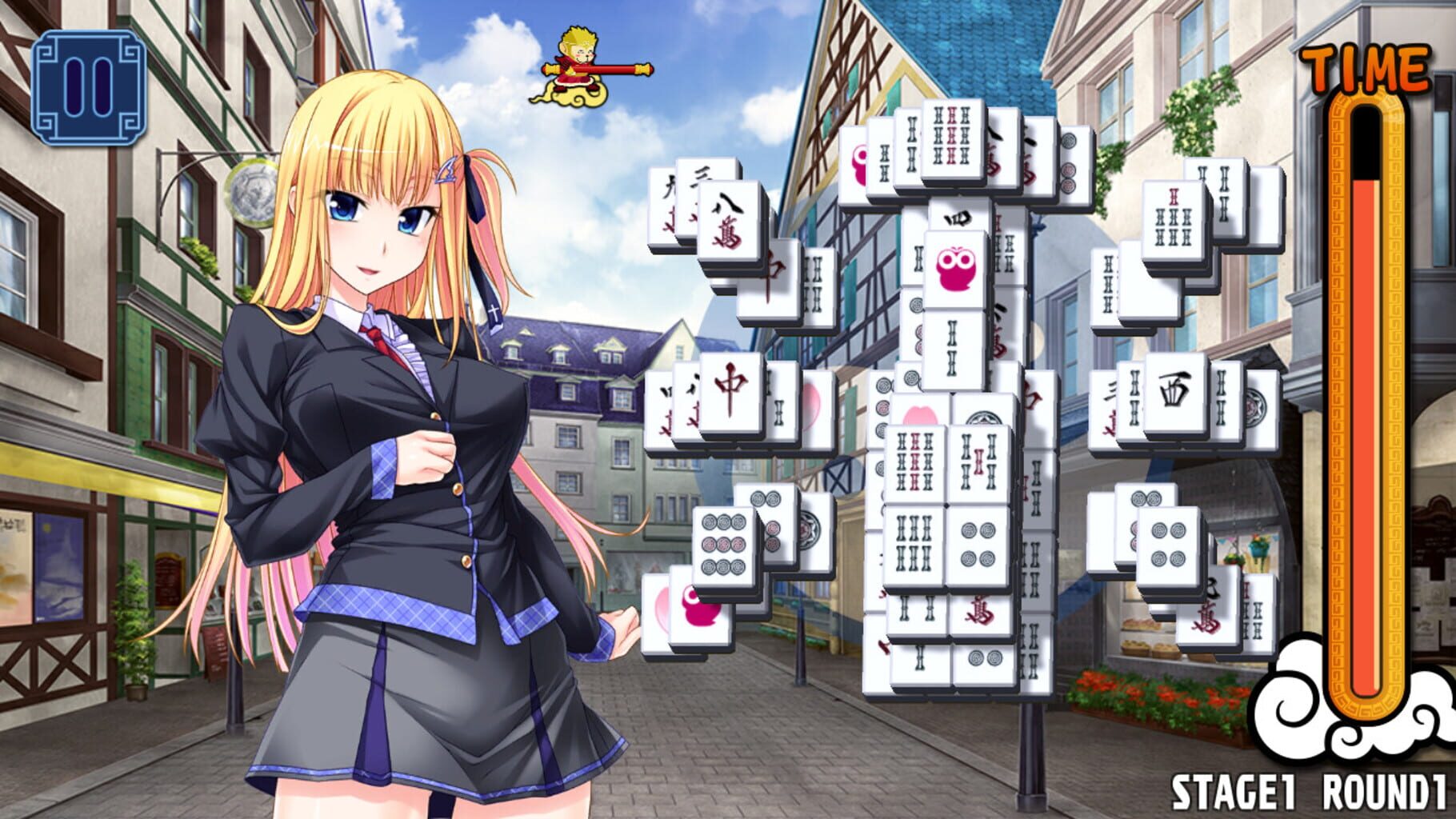 Pretty Girls Mahjong Solitaire: Blue screenshot