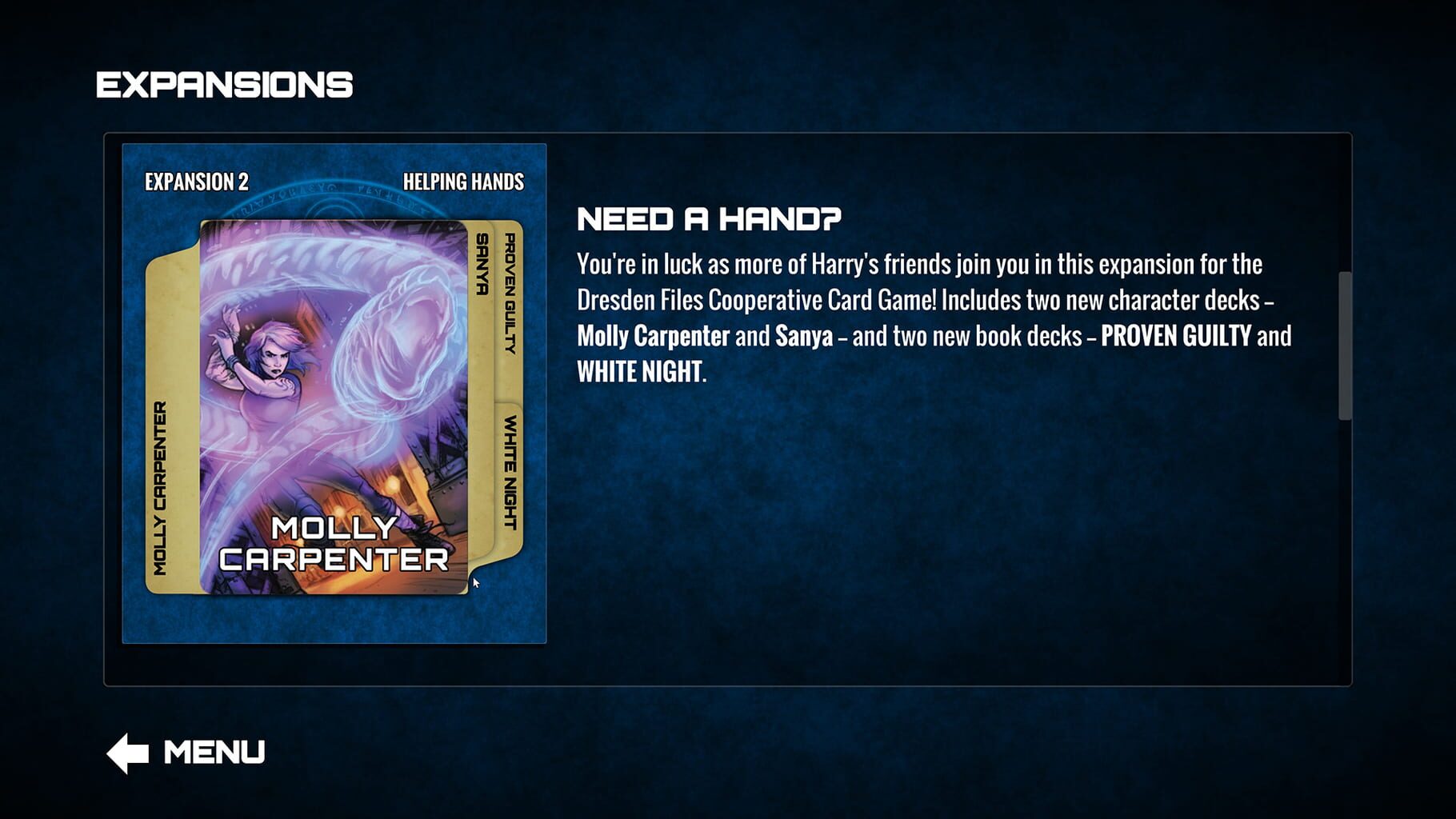 Captura de pantalla - Dresden Files Cooperative Card Game: Helping Hands