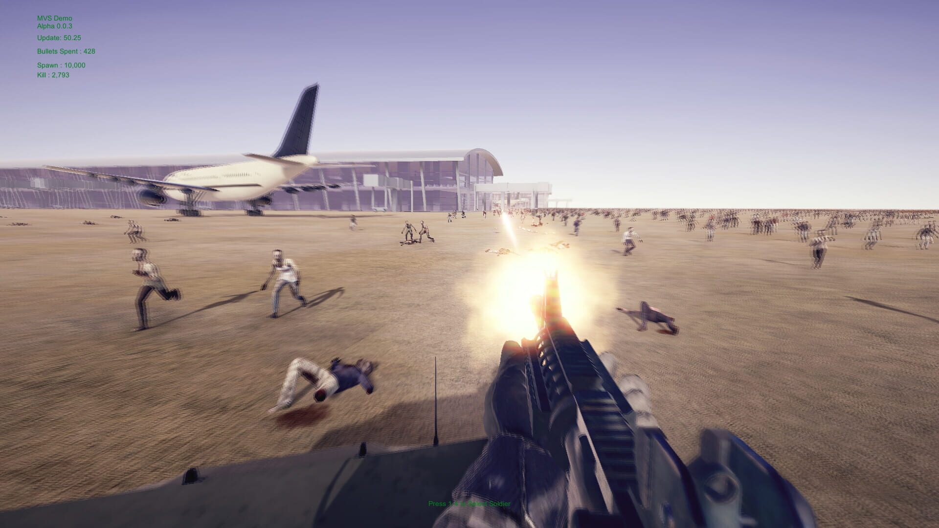 Minigun vs. Swarms of the Zombie Apocalypse Simulator - Screenshot
