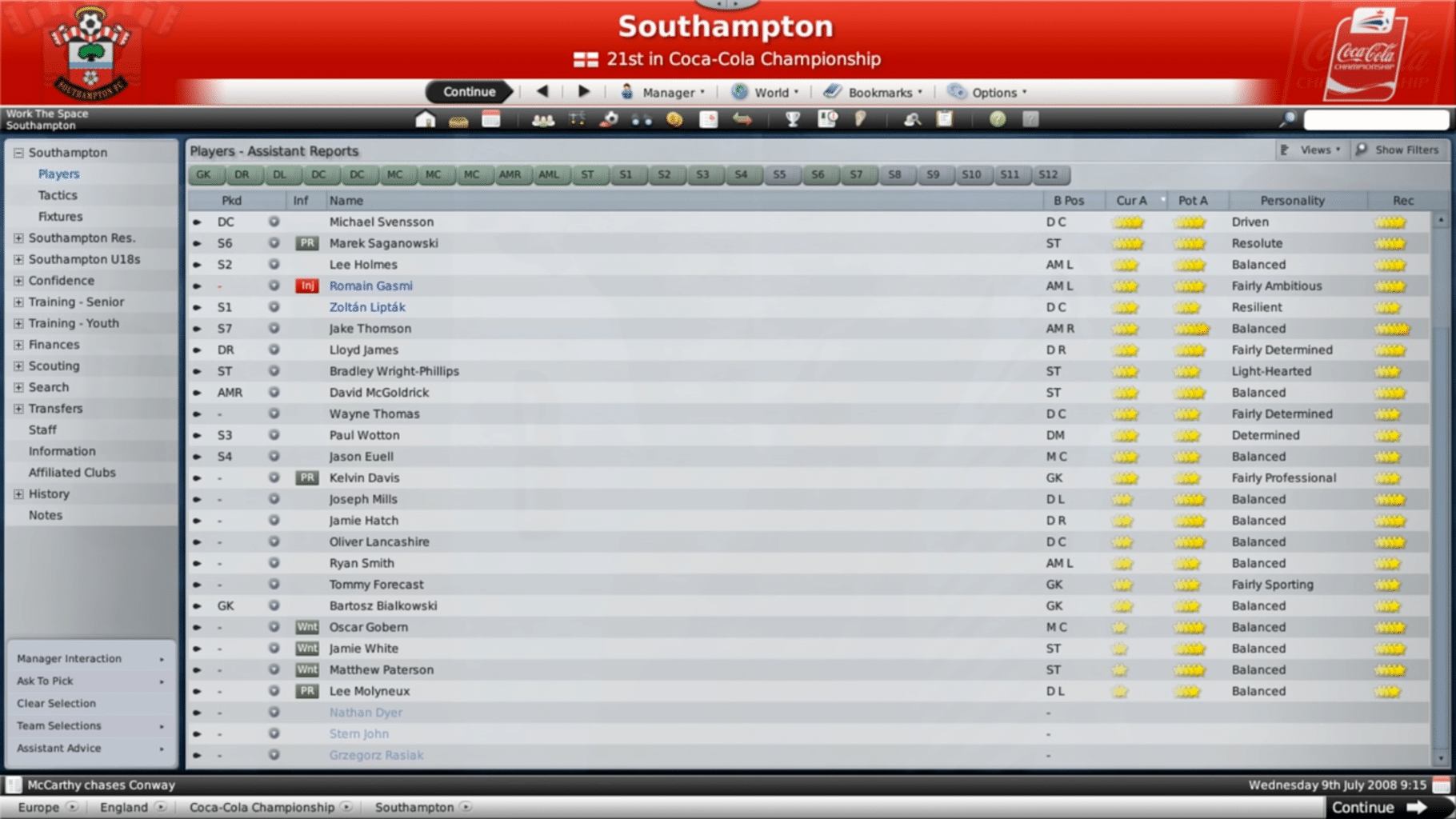 Football Manager 2009 screenshot