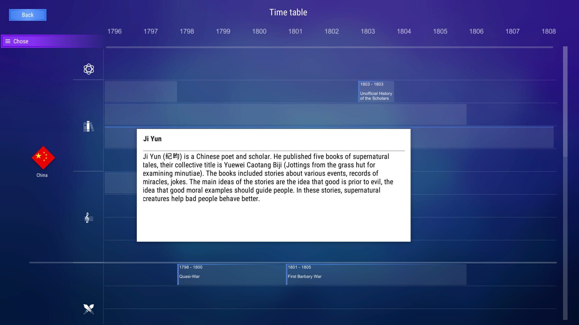 History Table: Lore & Quiz - Screenshot