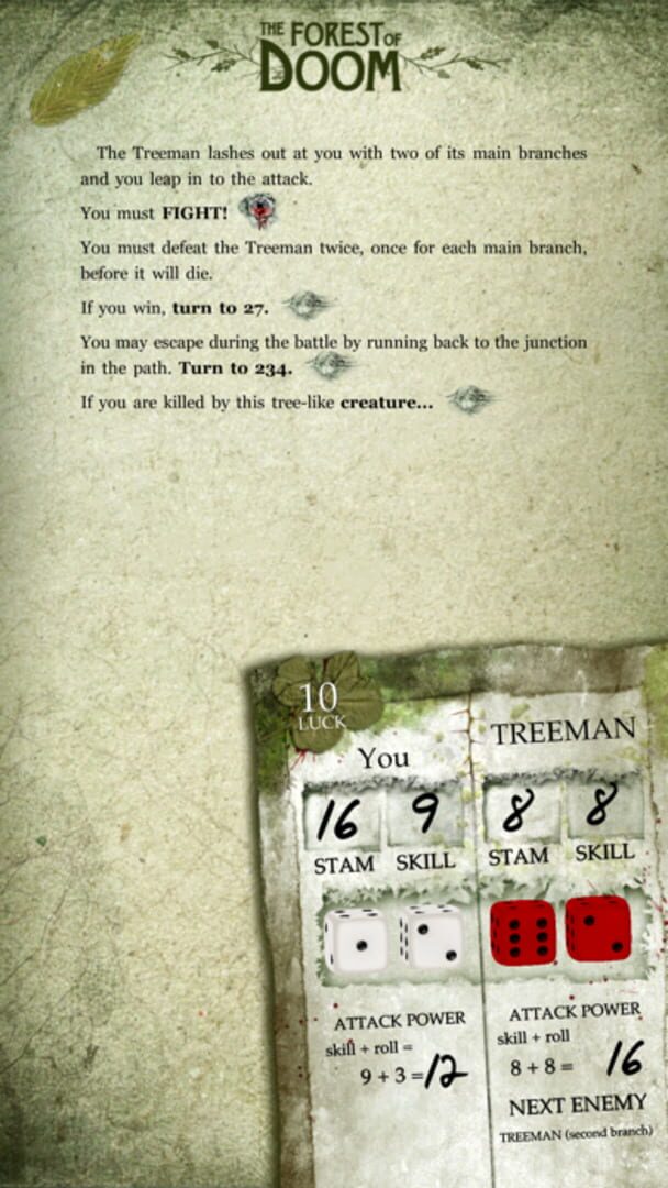 Fighting Fantasy: The Forest of Doom - Screenshot