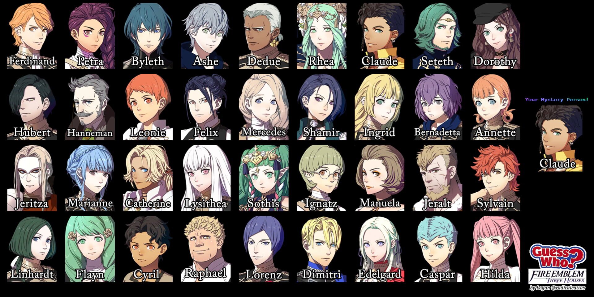Guess Who? Fire Emblem: Three Houses Edition! - Screenshot