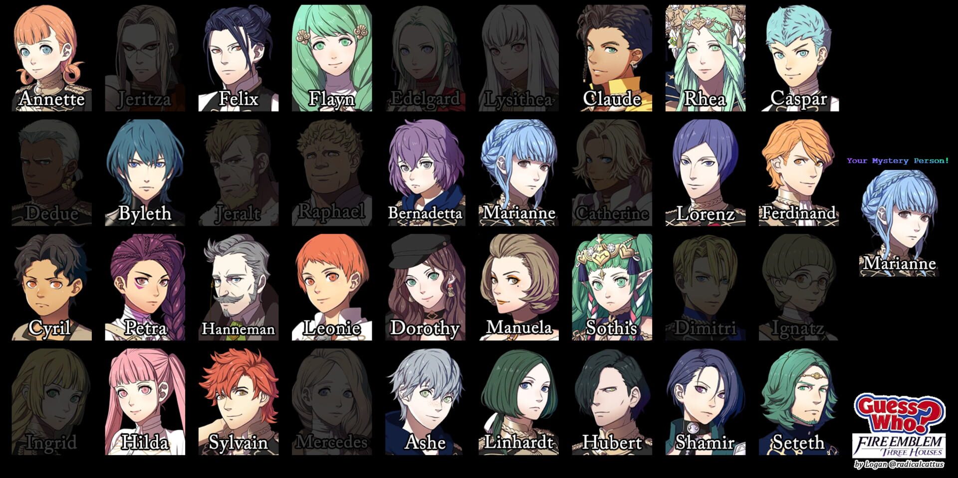 Guess Who? Fire Emblem: Three Houses Edition! - Screenshot