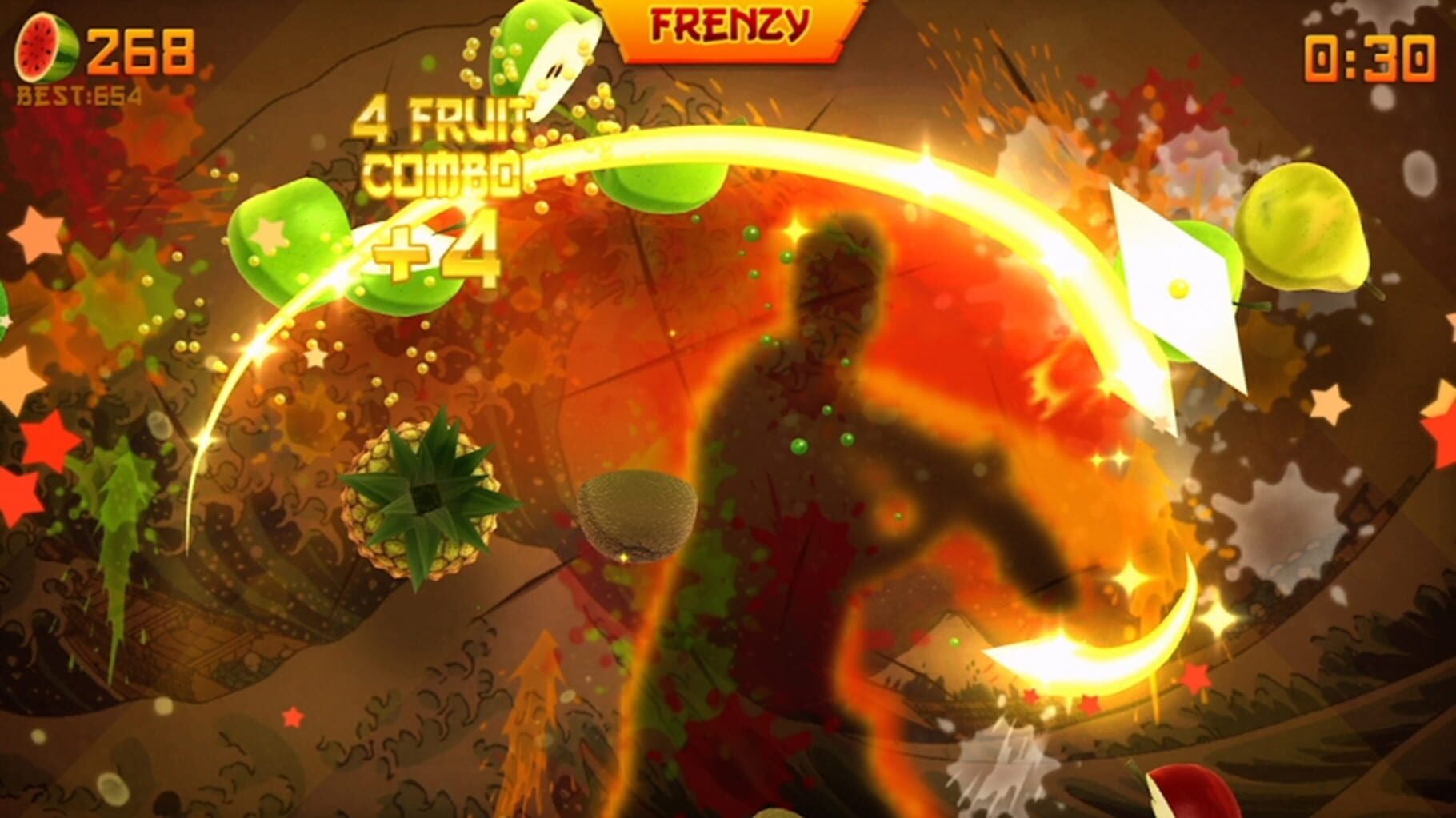 Captura de pantalla - Fruit Ninja Kinect