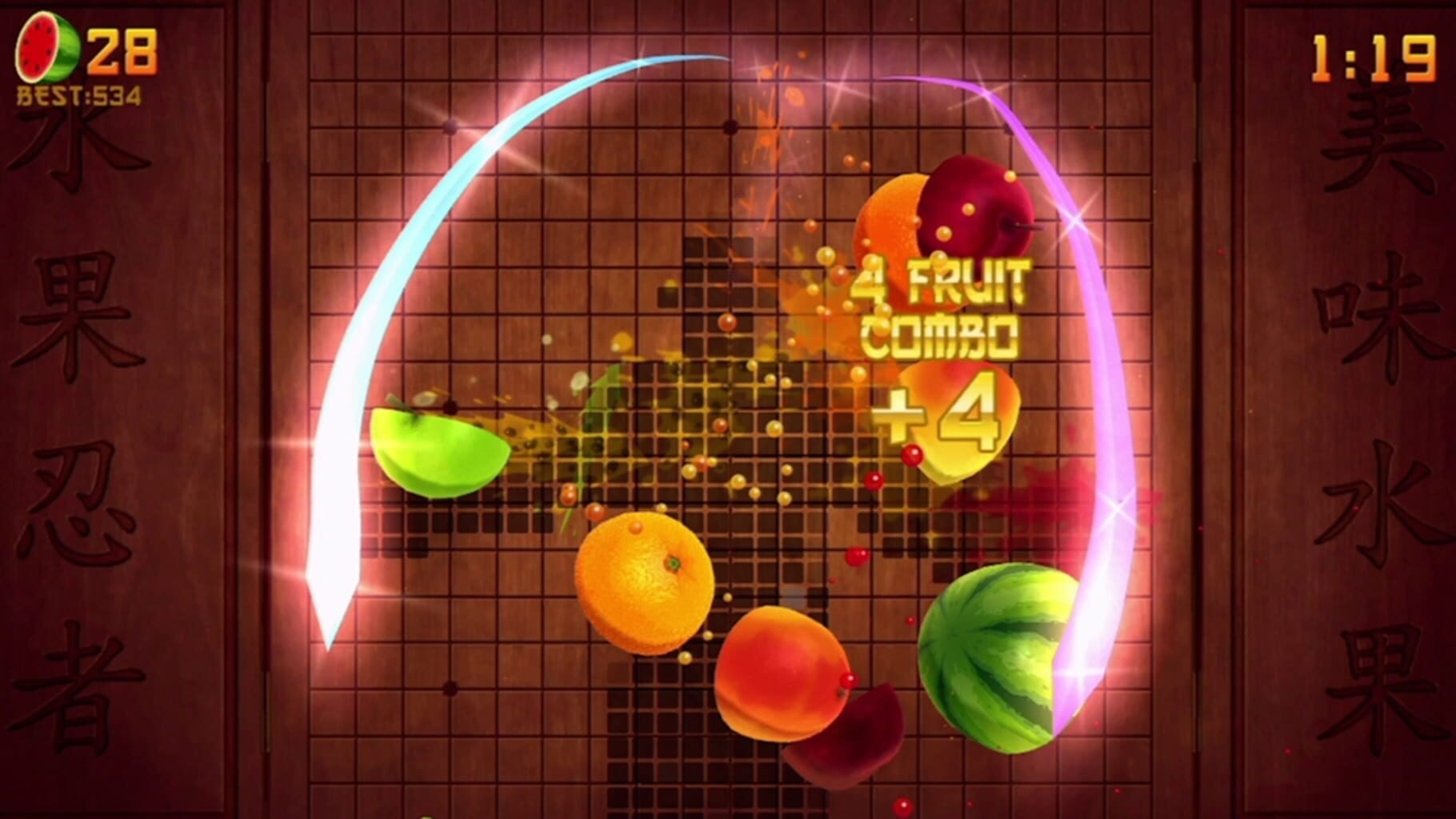 Captura de pantalla - Fruit Ninja Kinect