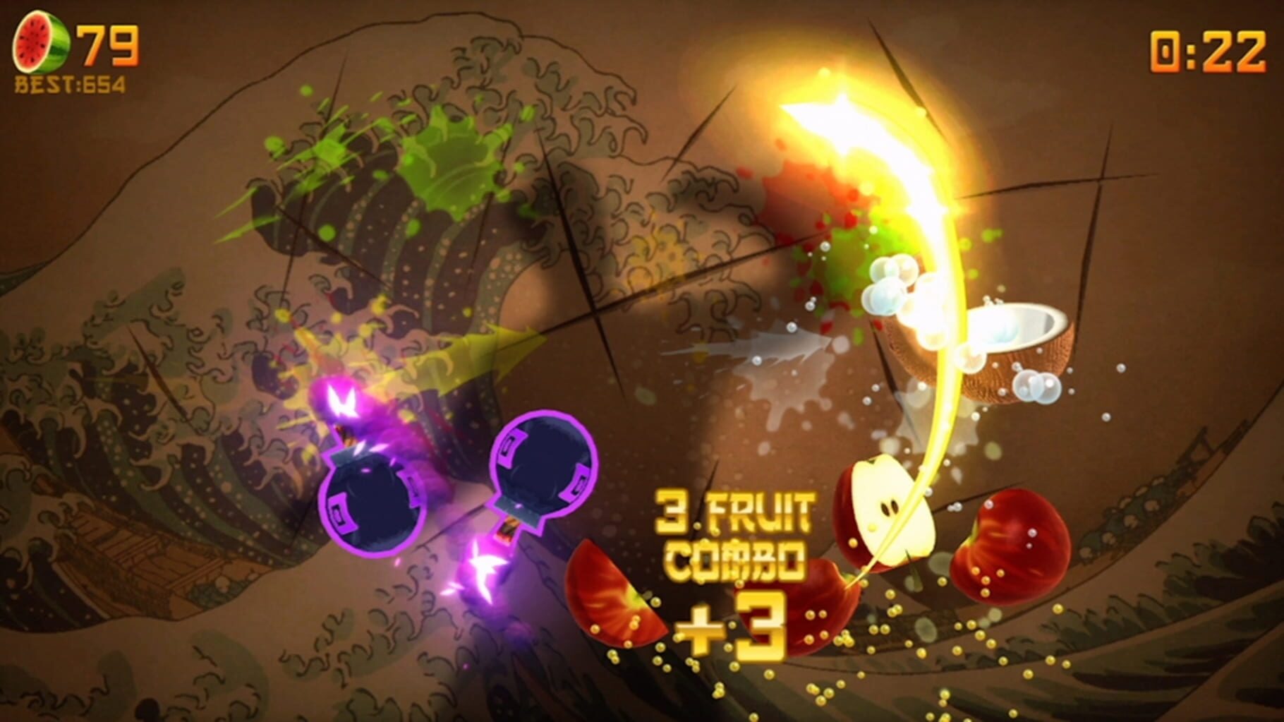 Captura de pantalla - Fruit Ninja Kinect