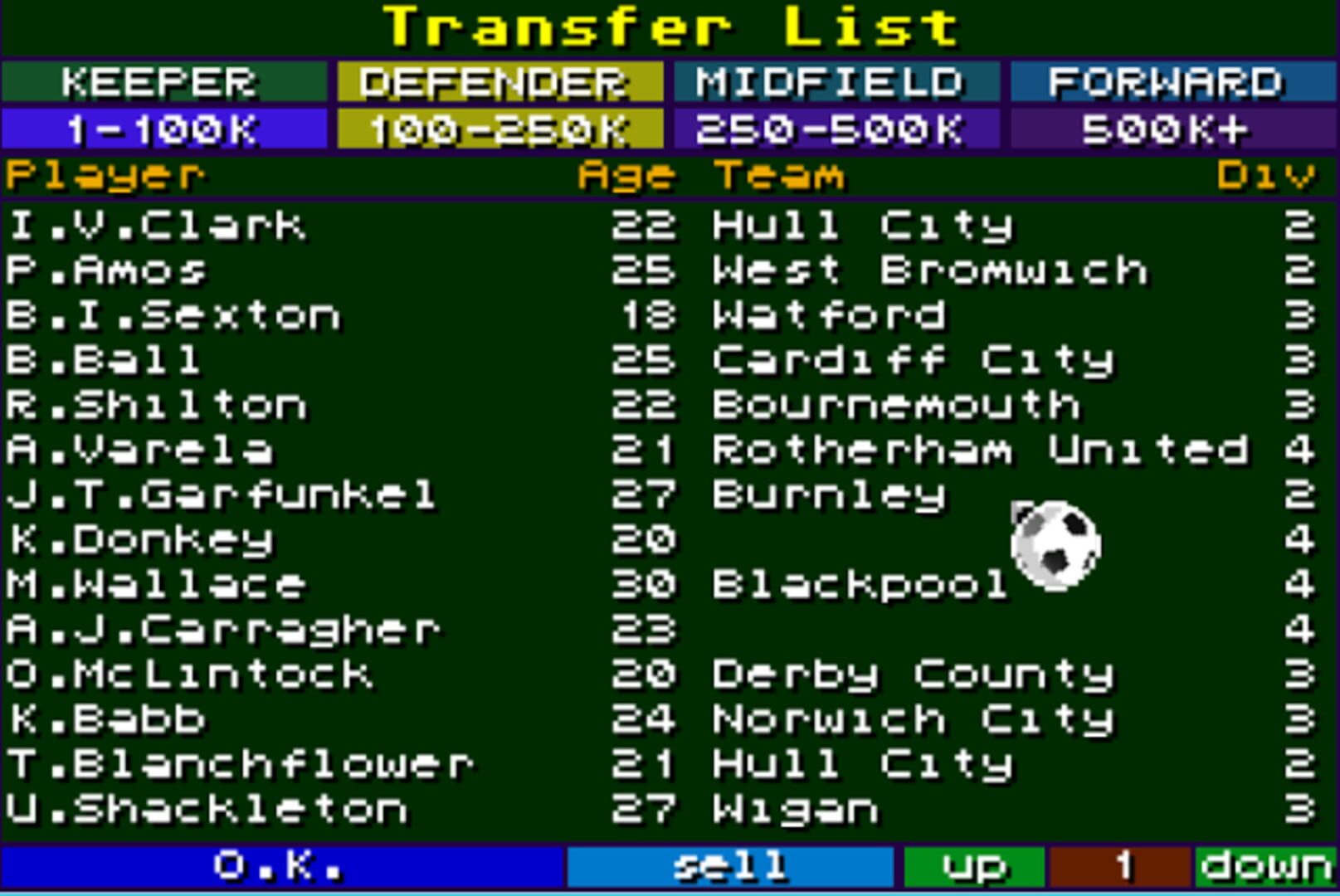 The Soccer Player Manager - Screenshot