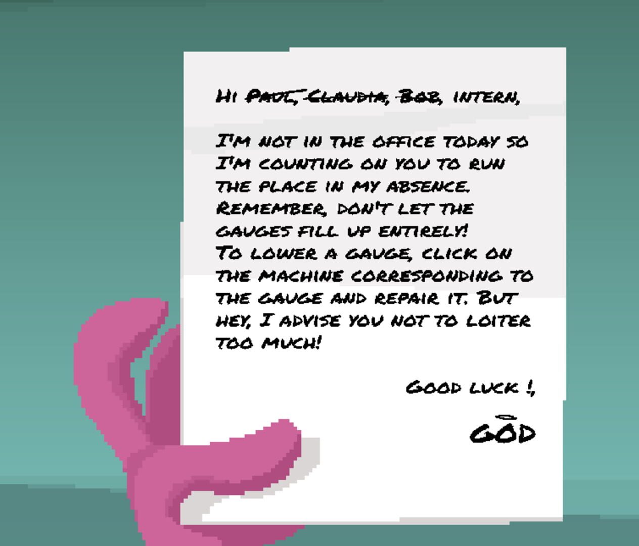 Unsustainable: a god job - Screenshot