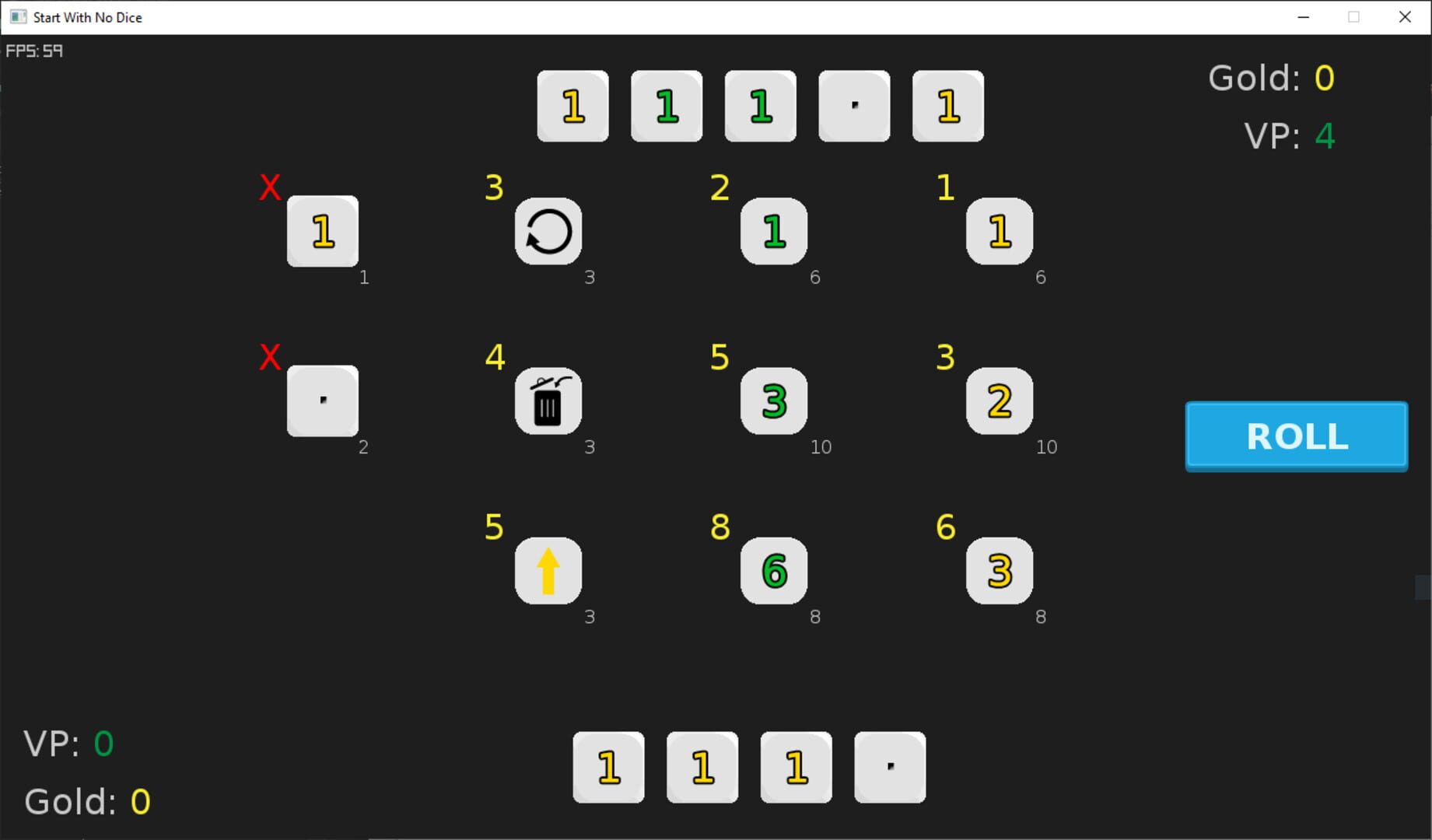 Start with no dice - Screenshot