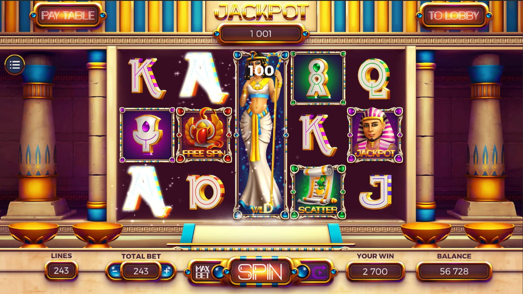 Pyramids Slot Machines screenshot