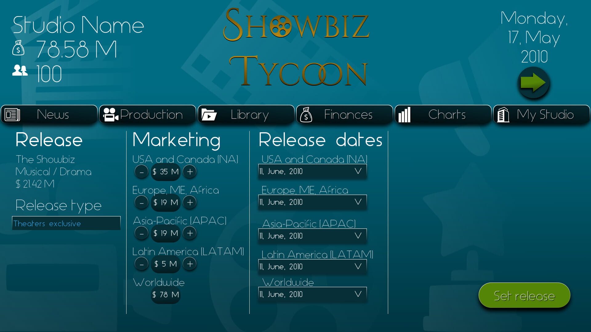 Showbiz Tycoon - Screenshot