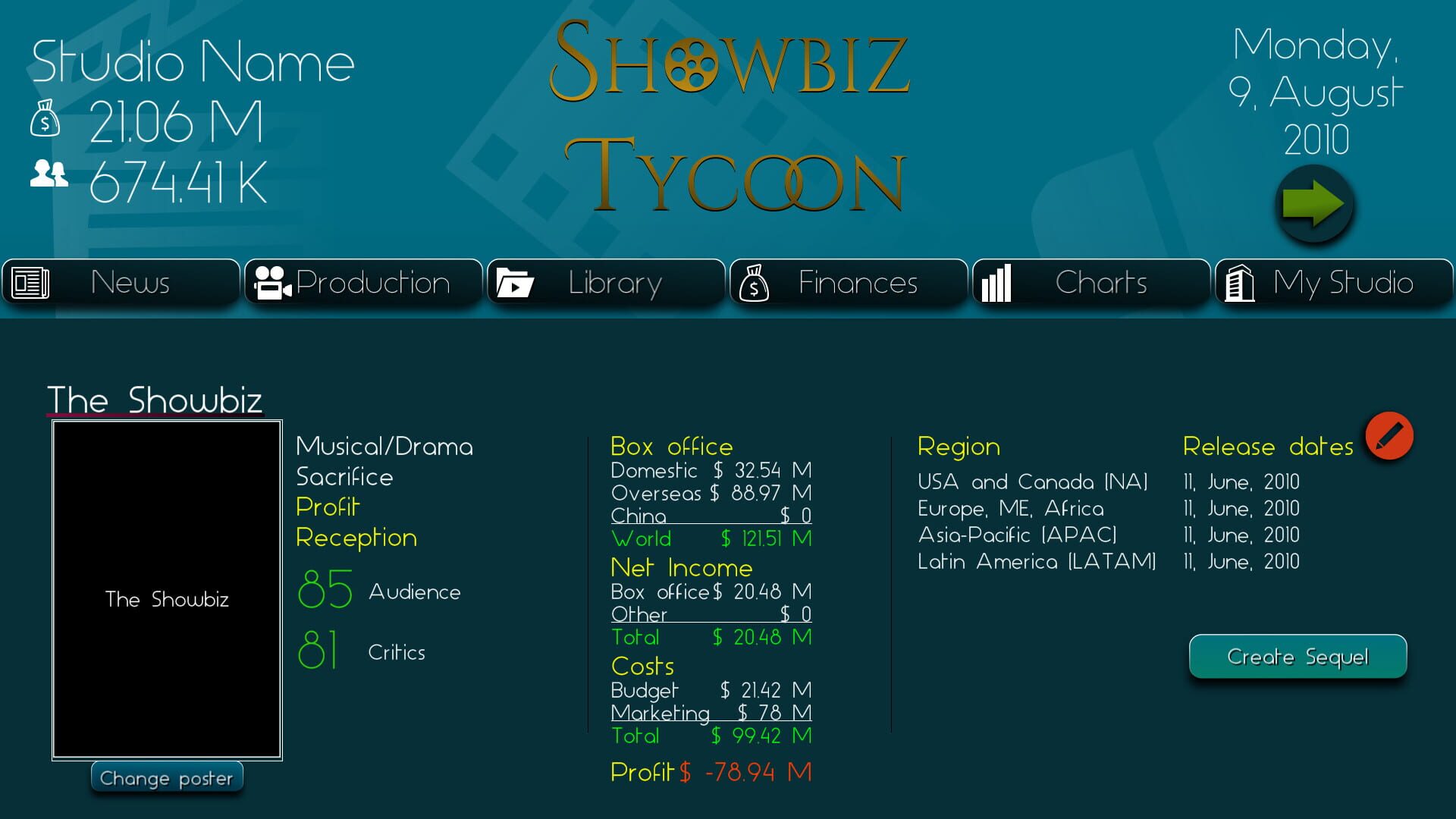 Showbiz Tycoon - Screenshot
