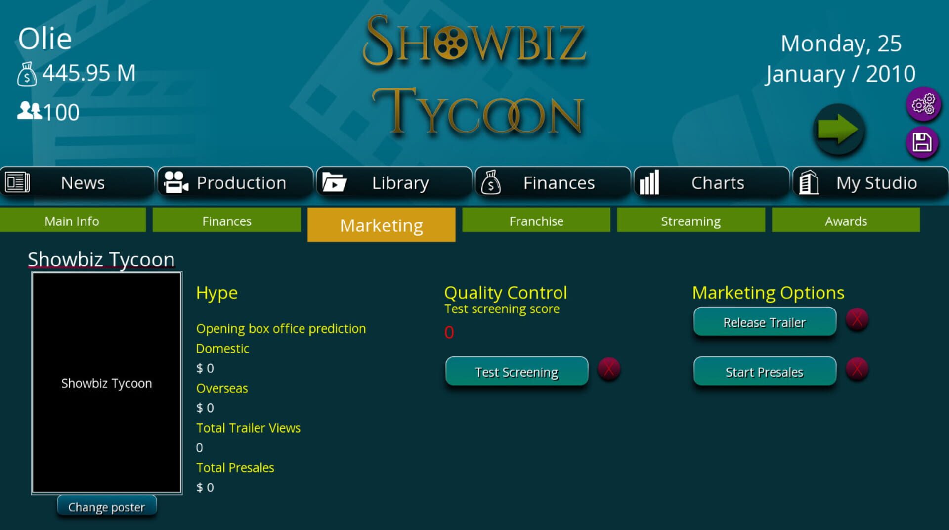 Showbiz Tycoon - Screenshot