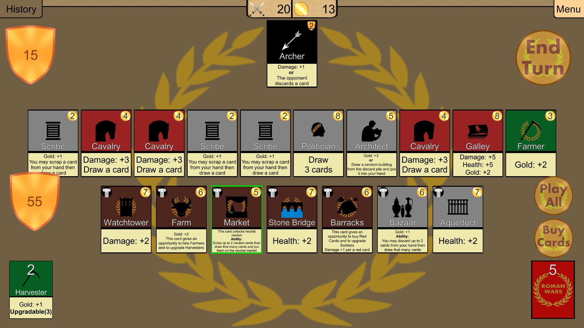 Roman Wars: Deck Building Game - Screenshot