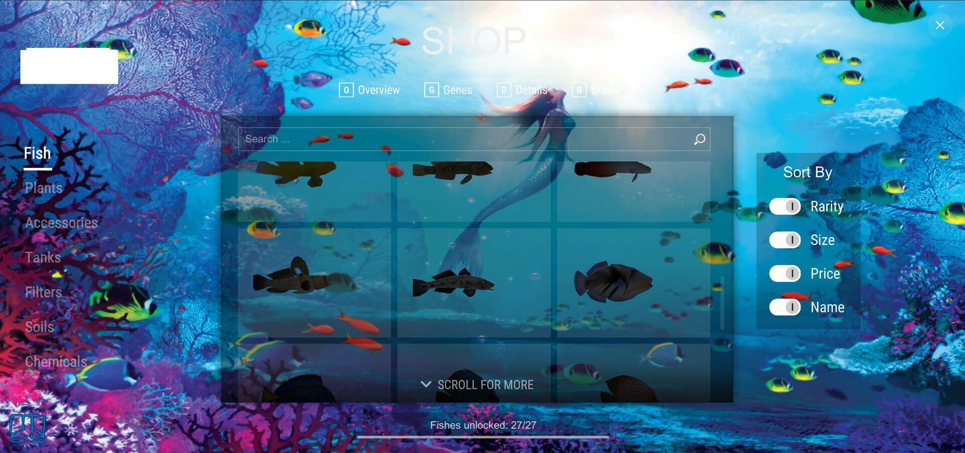 Darwin's Aquarium - Screenshot