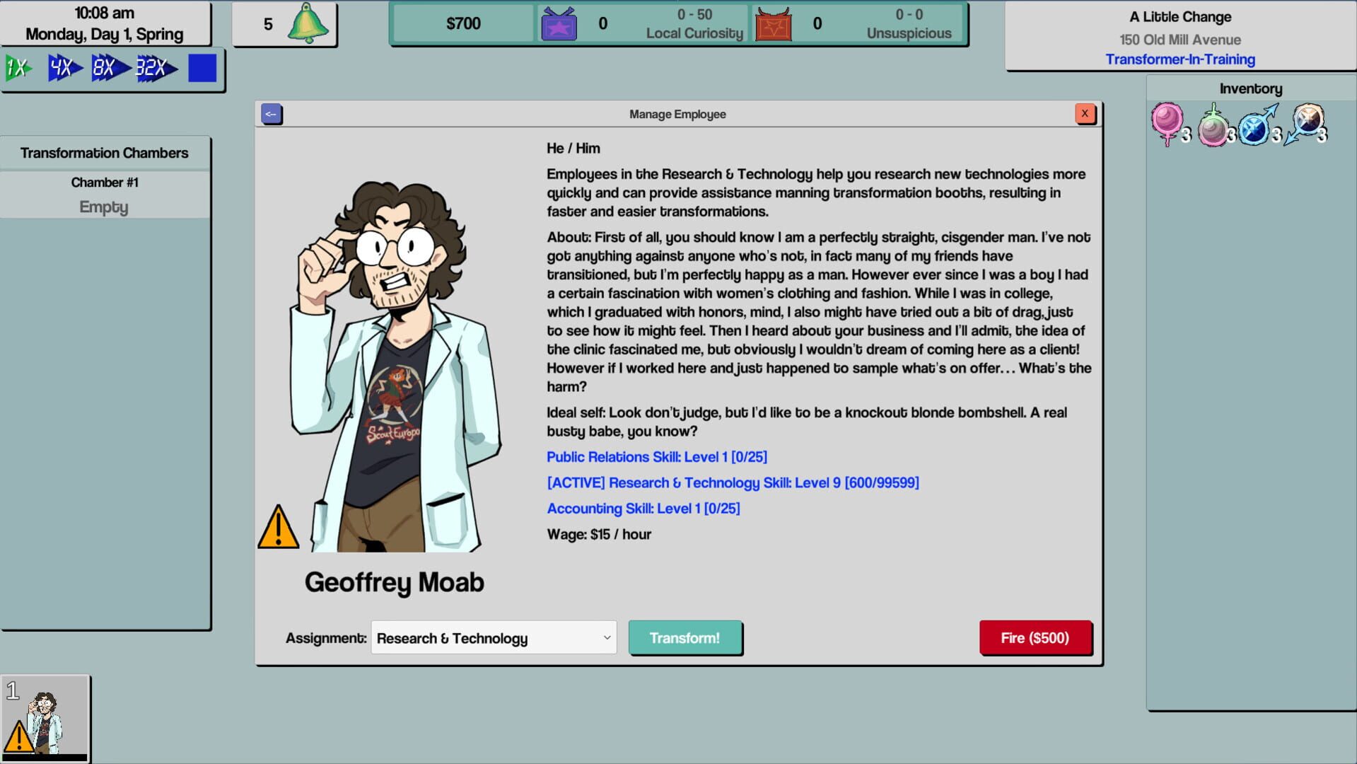 Transformation Tycoon gameplay screenshot 1