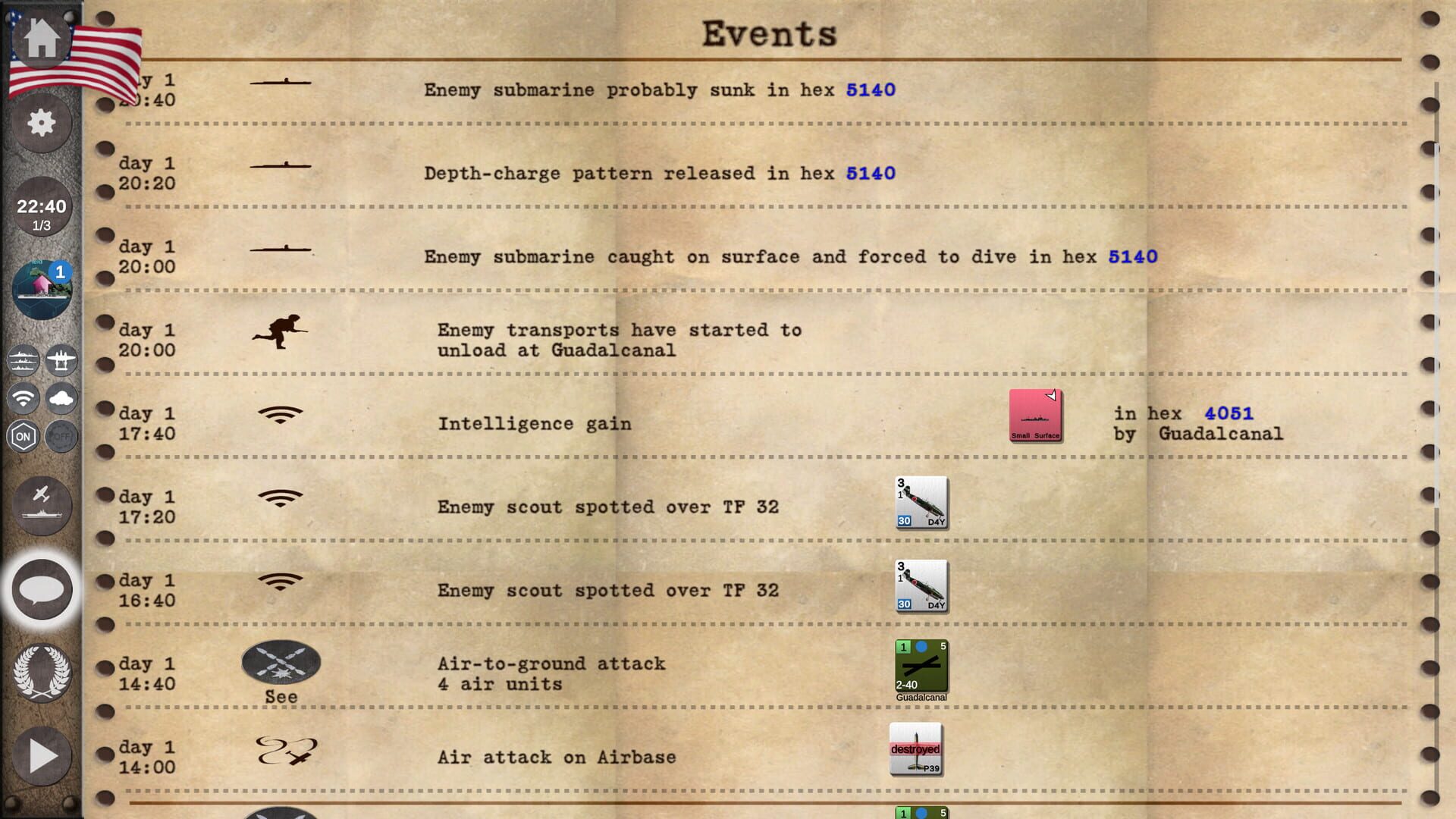 Carrier Battles 4 Guadalcanal: Submarines & Torpedo Alley Scenario - Screenshot