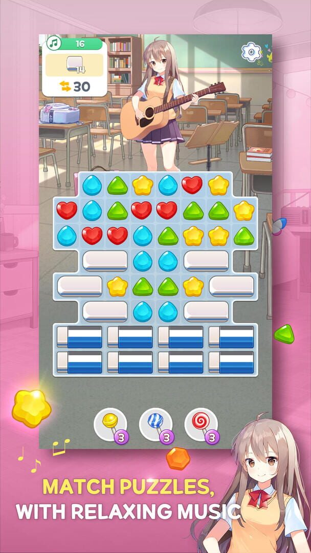 Guitar Girl Match 3 - Screenshot