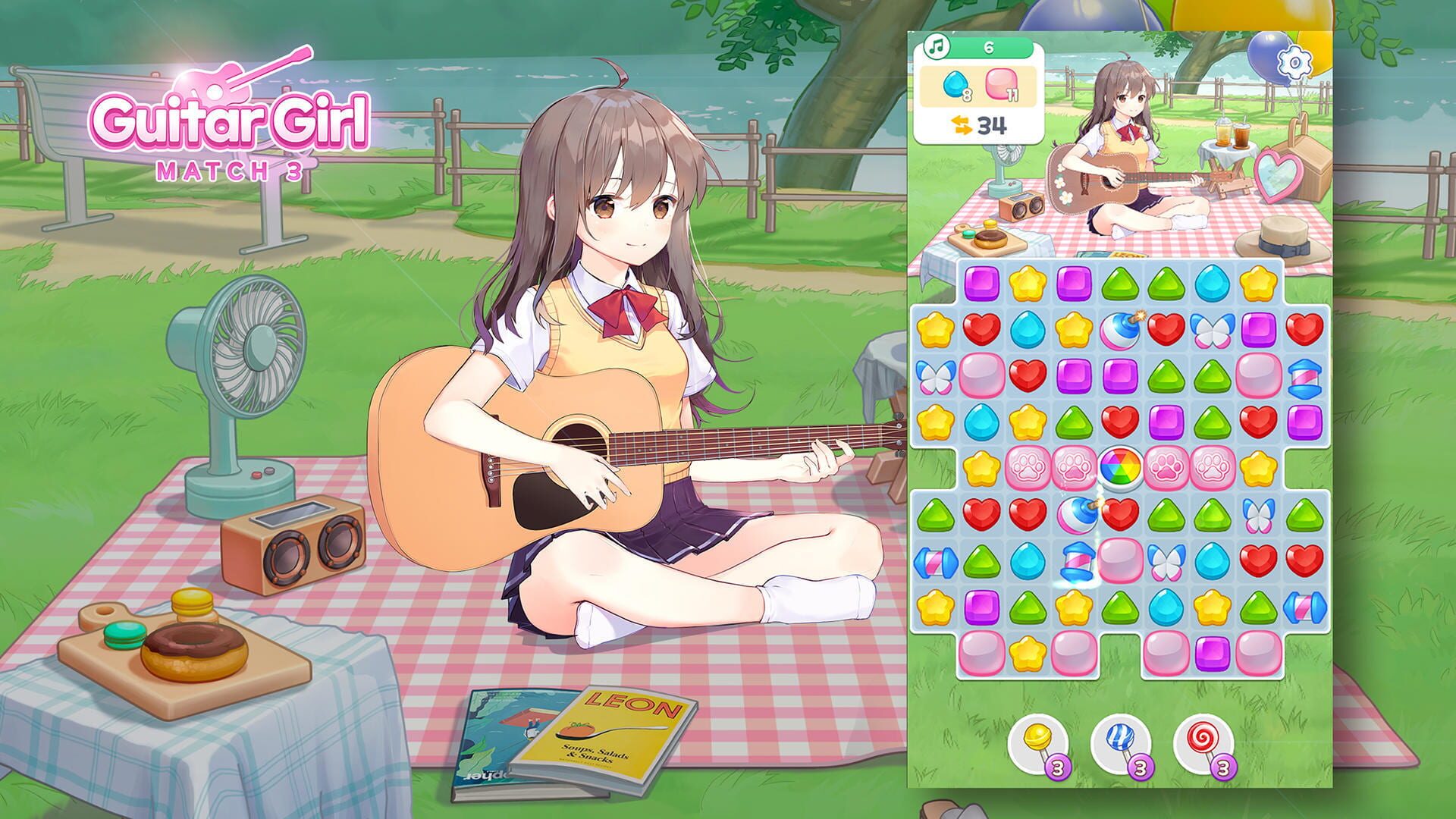 Guitar Girl Match 3 - Screenshot