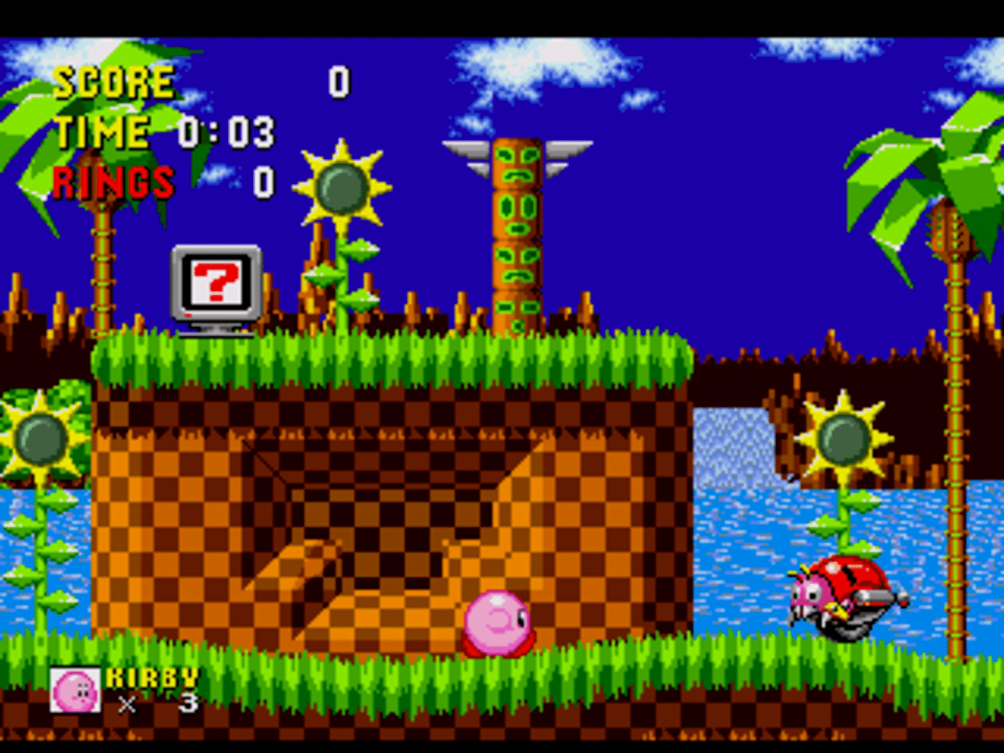 Kirby in Sonic the Hedgehog screenshot