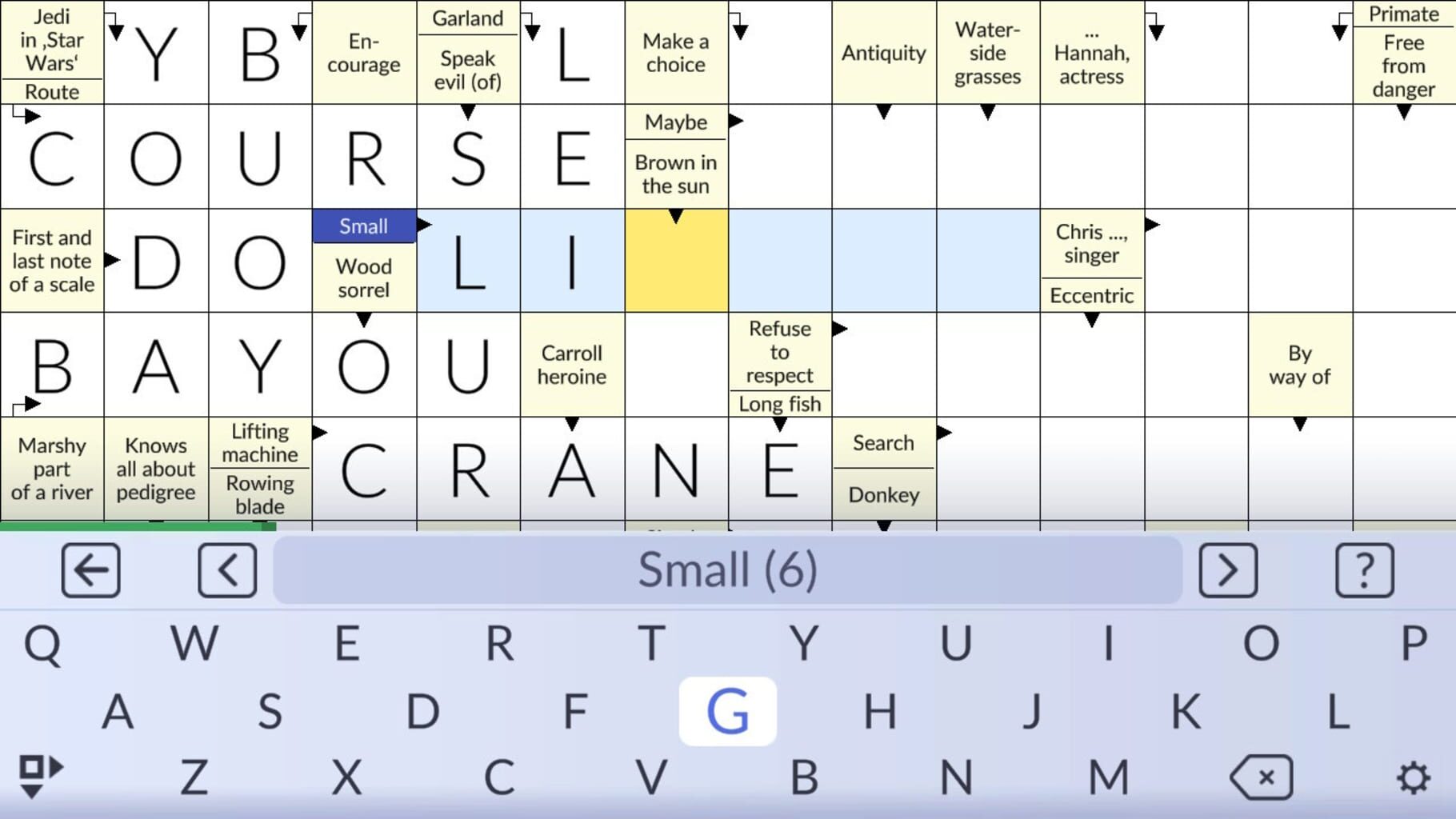 Pure Crosswords screenshot