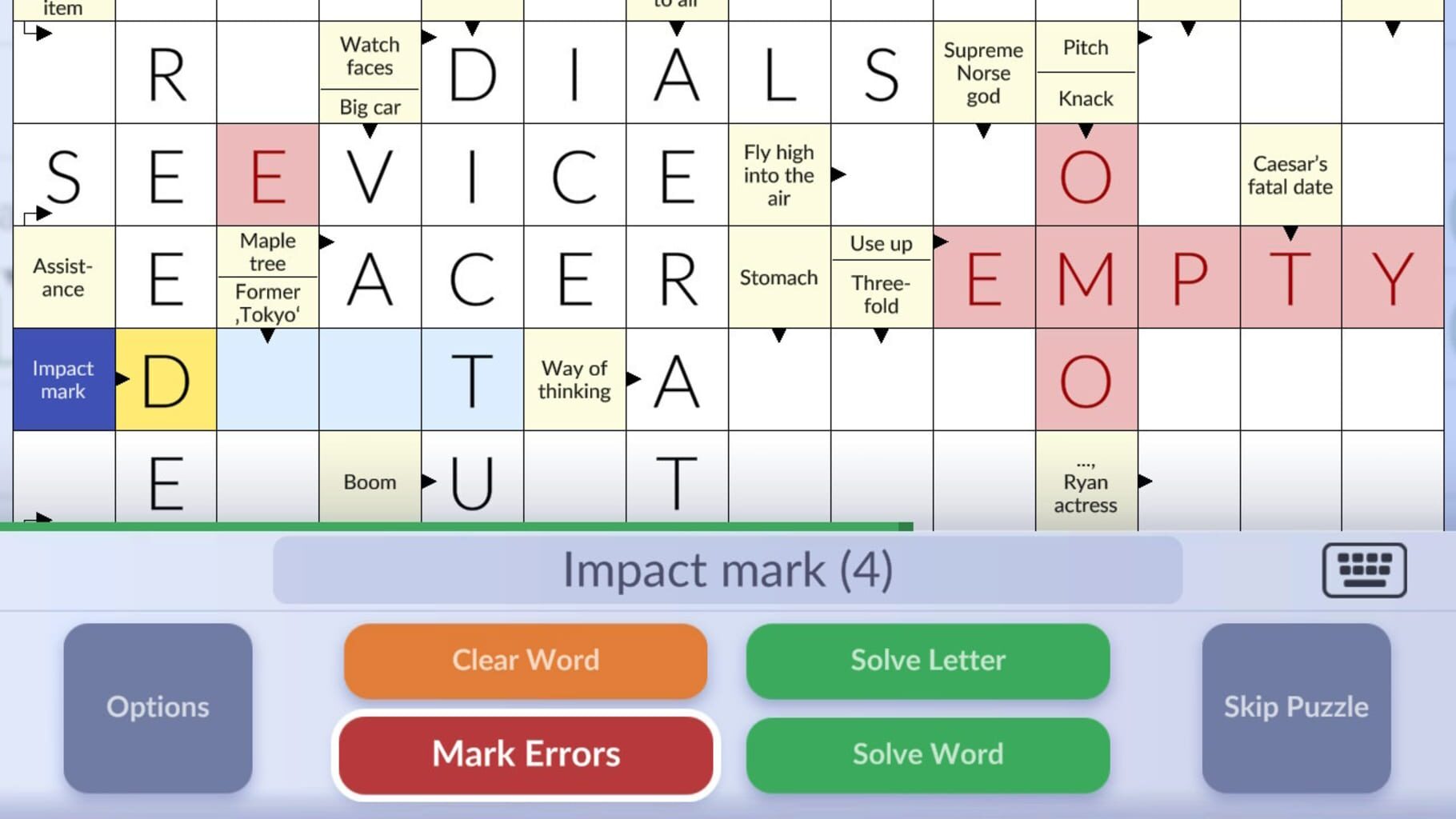 Pure Crosswords screenshot