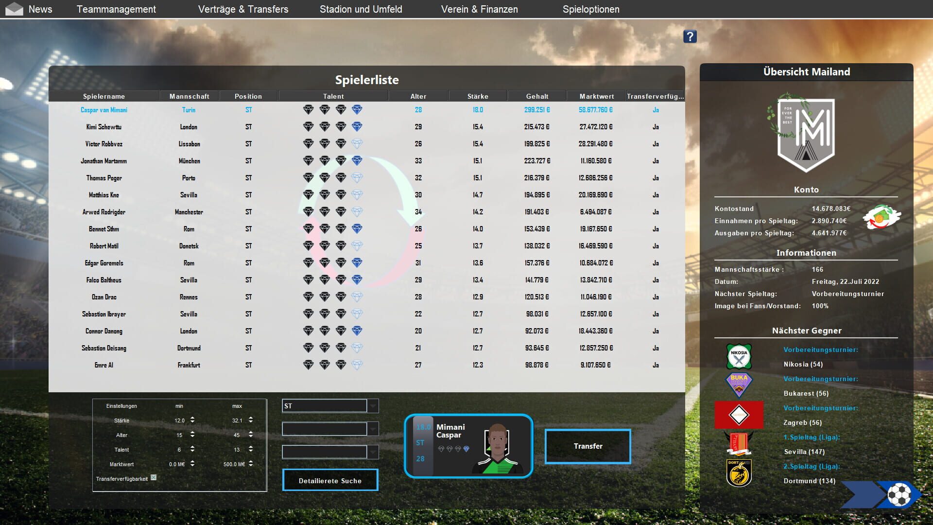 European Football Dynasty 2023 - Screenshot