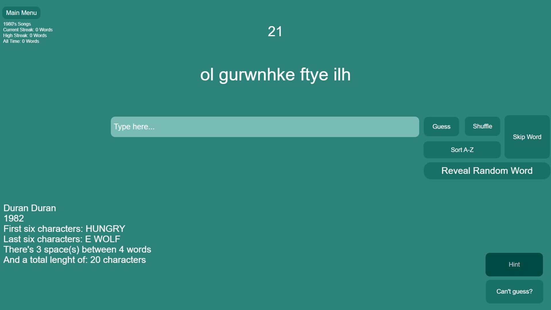 Shuffled Words - Screenshot