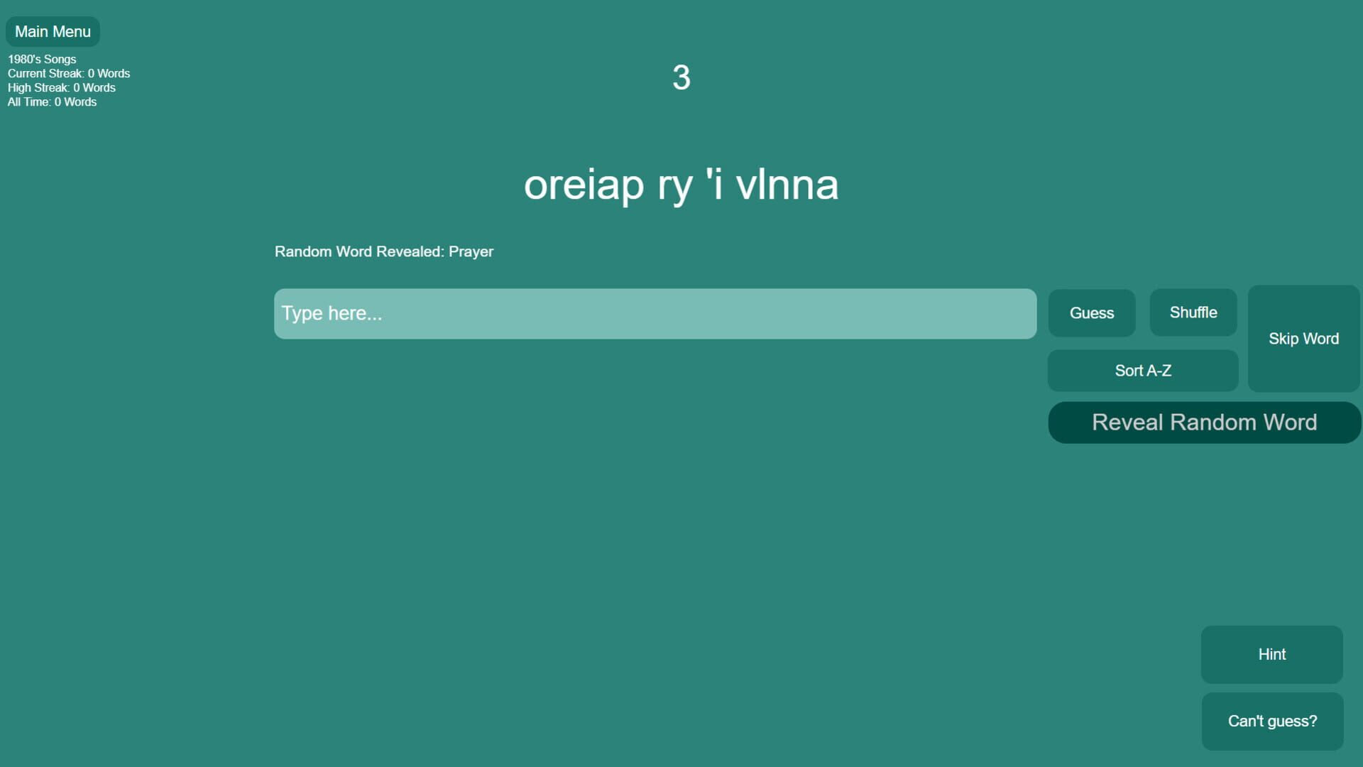 Shuffled Words - Screenshot