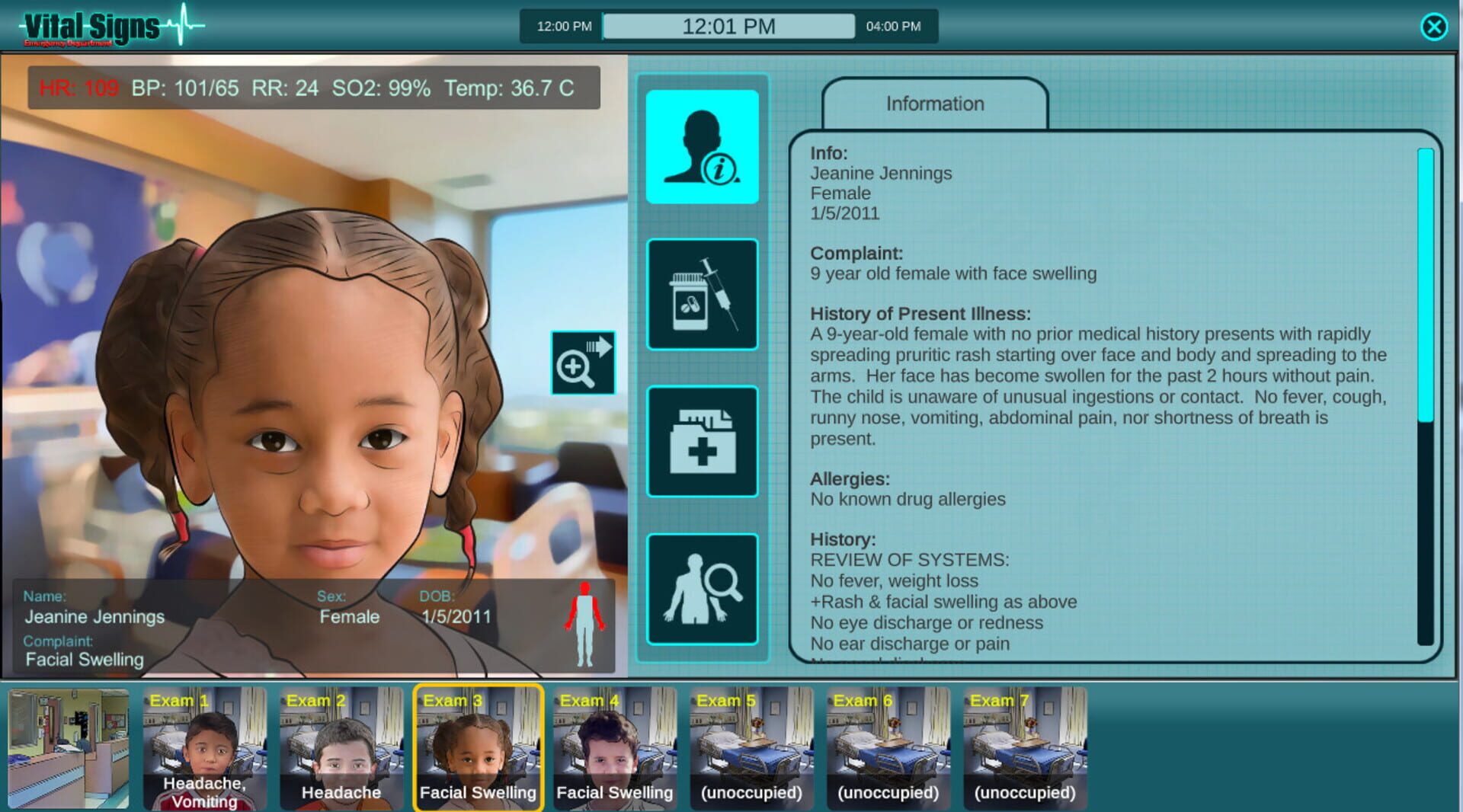 Vital Signs: Emergency Department - Pediatric Rare Disease Package - Screenshot
