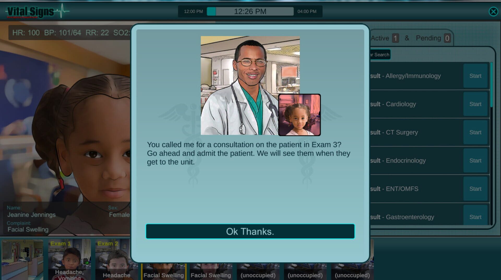 Vital Signs: Emergency Department - Pediatric Rare Disease Package - Screenshot