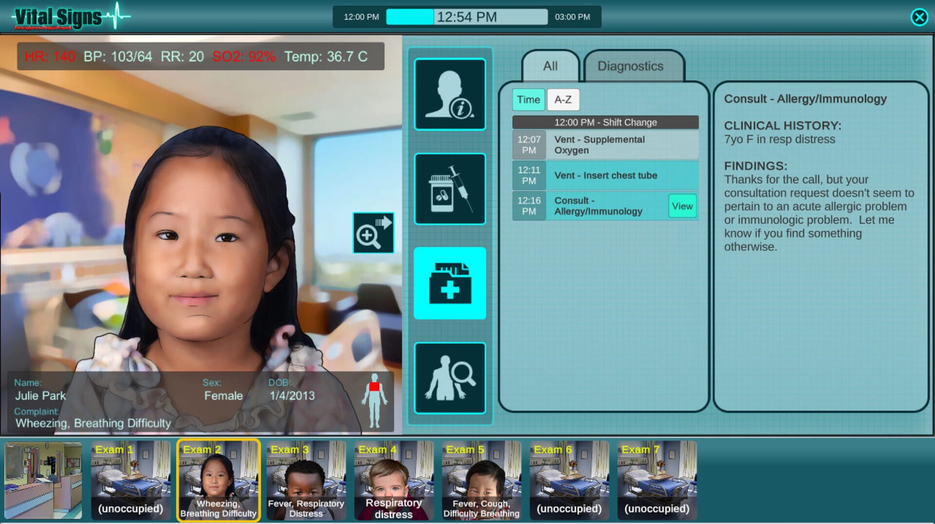 Vital Signs: Emergency Department - Pediatric Respiratory Disease Package - Screenshot