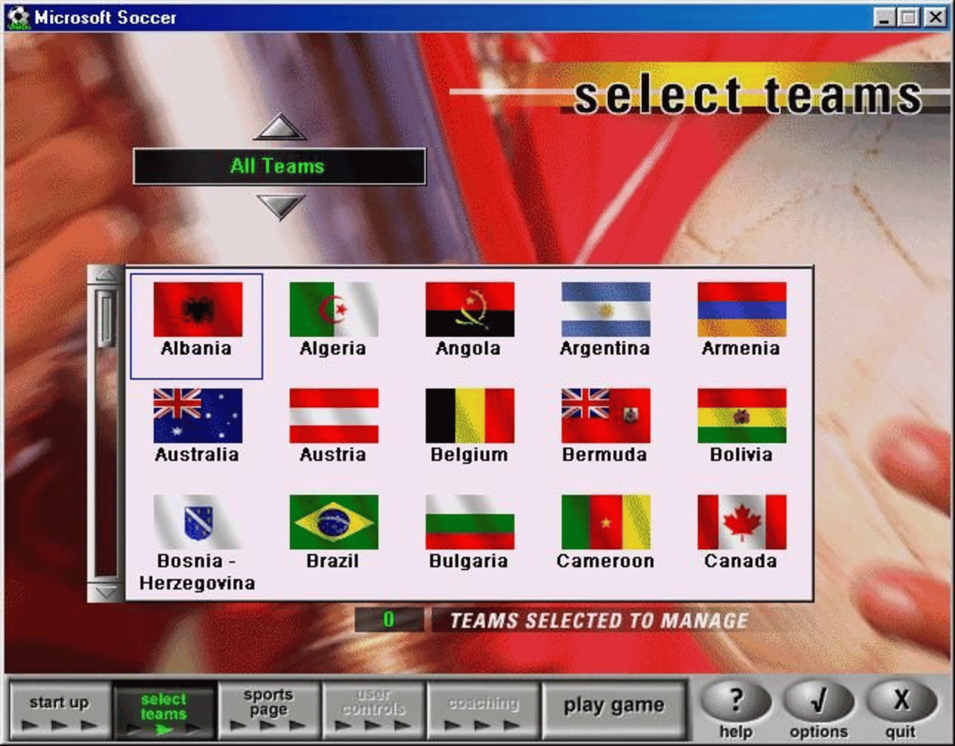 Microsoft Soccer screenshot