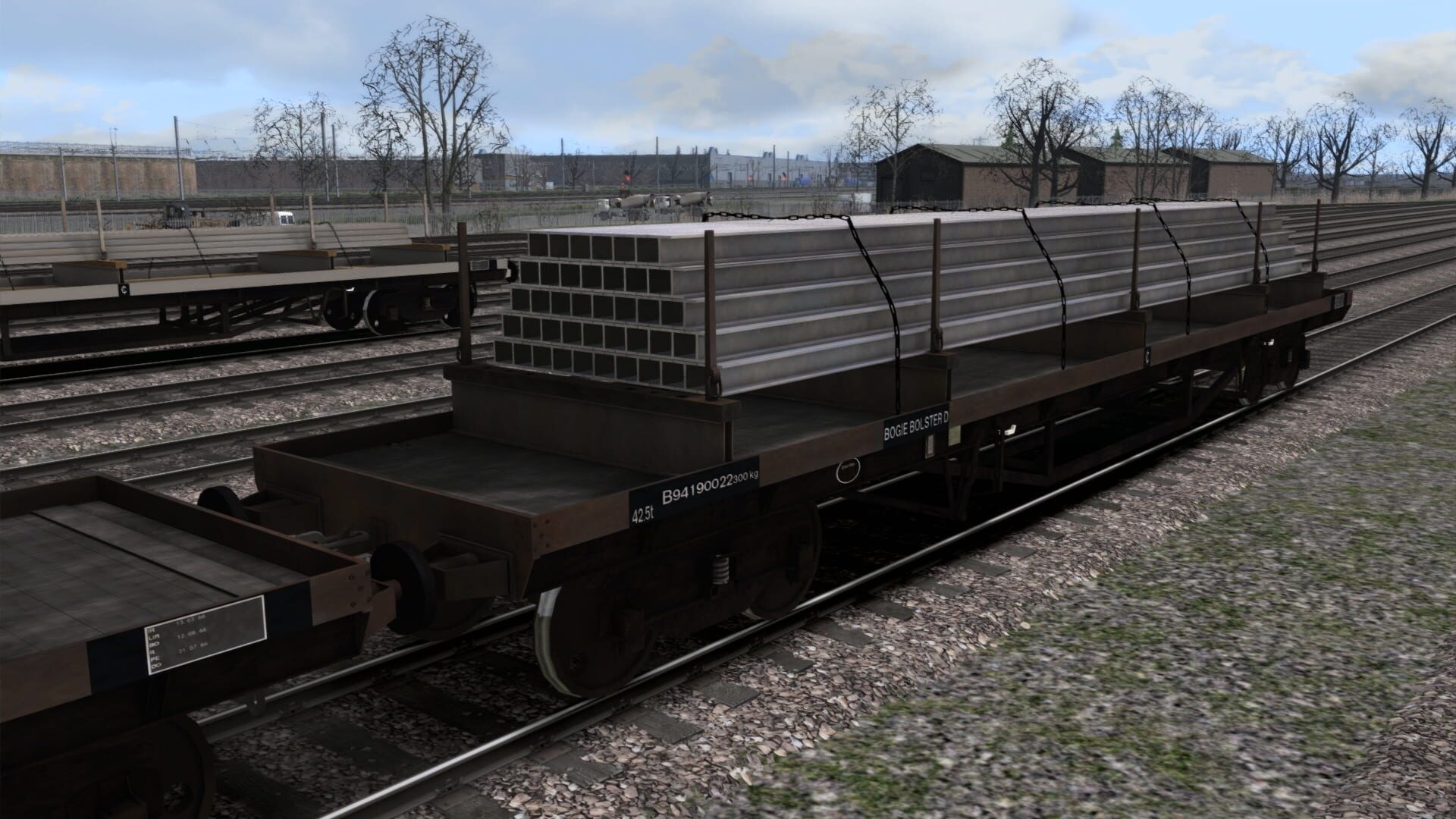 TS Marketplace: BDO 60T Unfitted Bogie Bolster Wagon Pack - Screenshot
