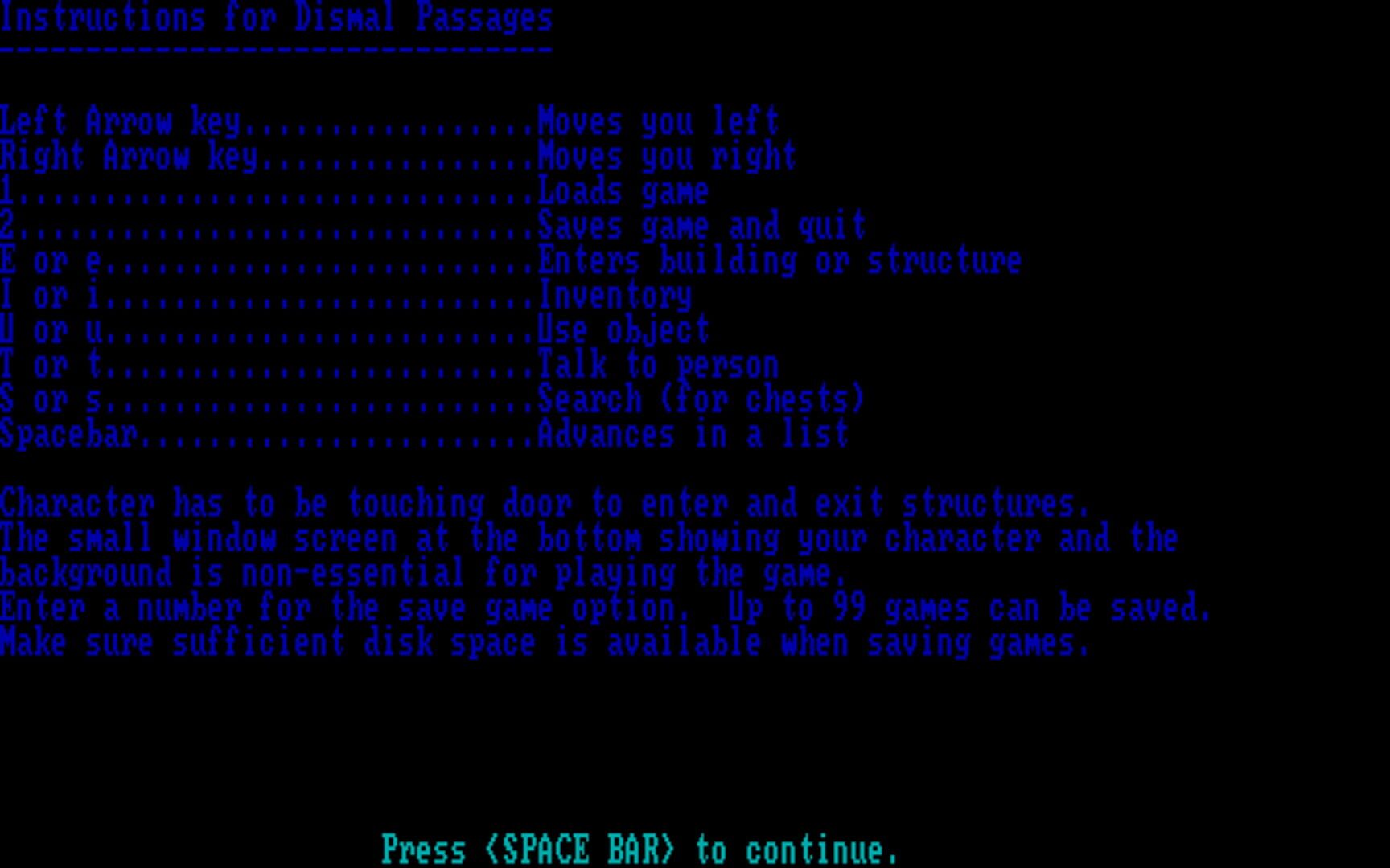 Dismal Passages - Screenshot